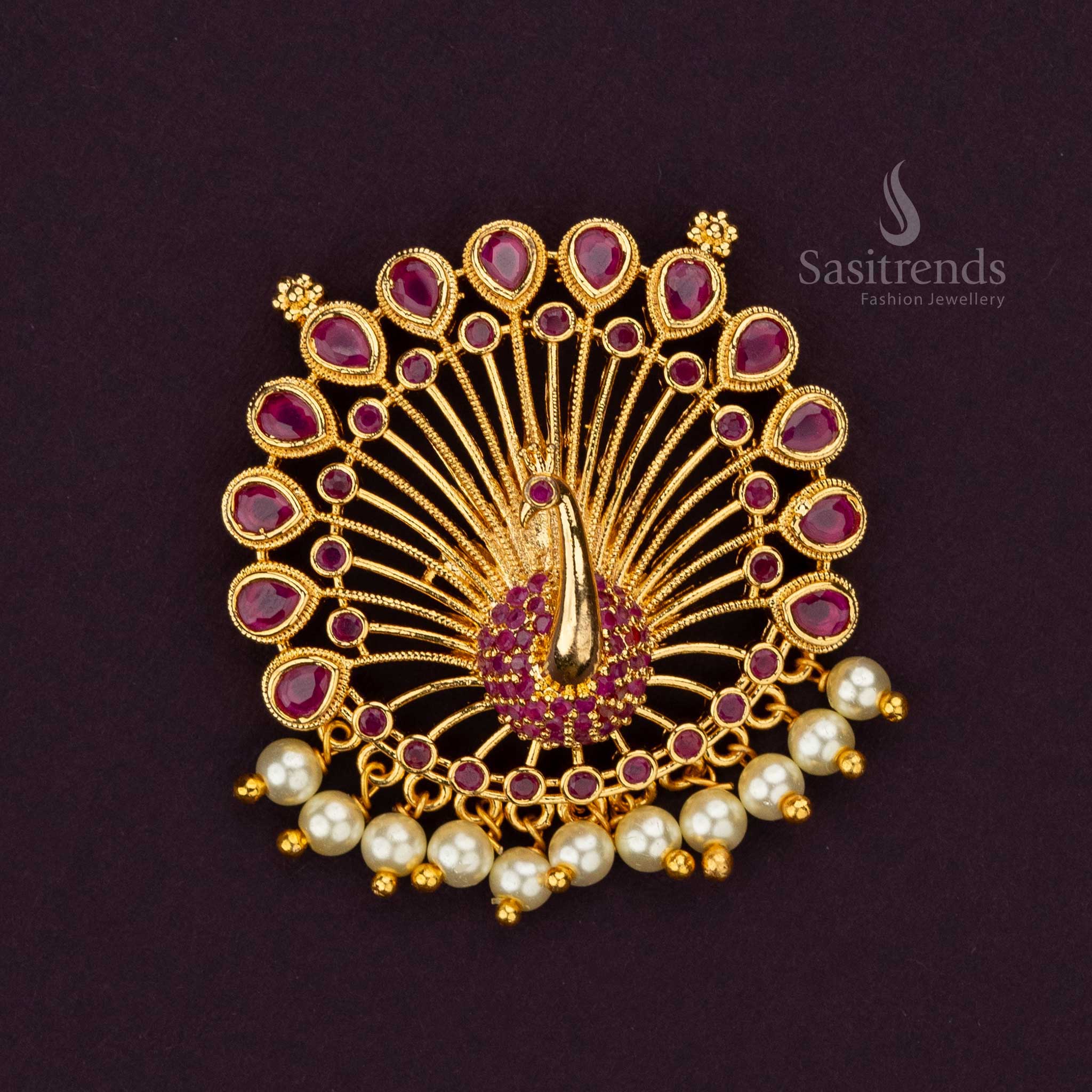 Elegant Micro Gold Plated Peacock Pendant Set with AD Stones - Sasitrends - Image 3
