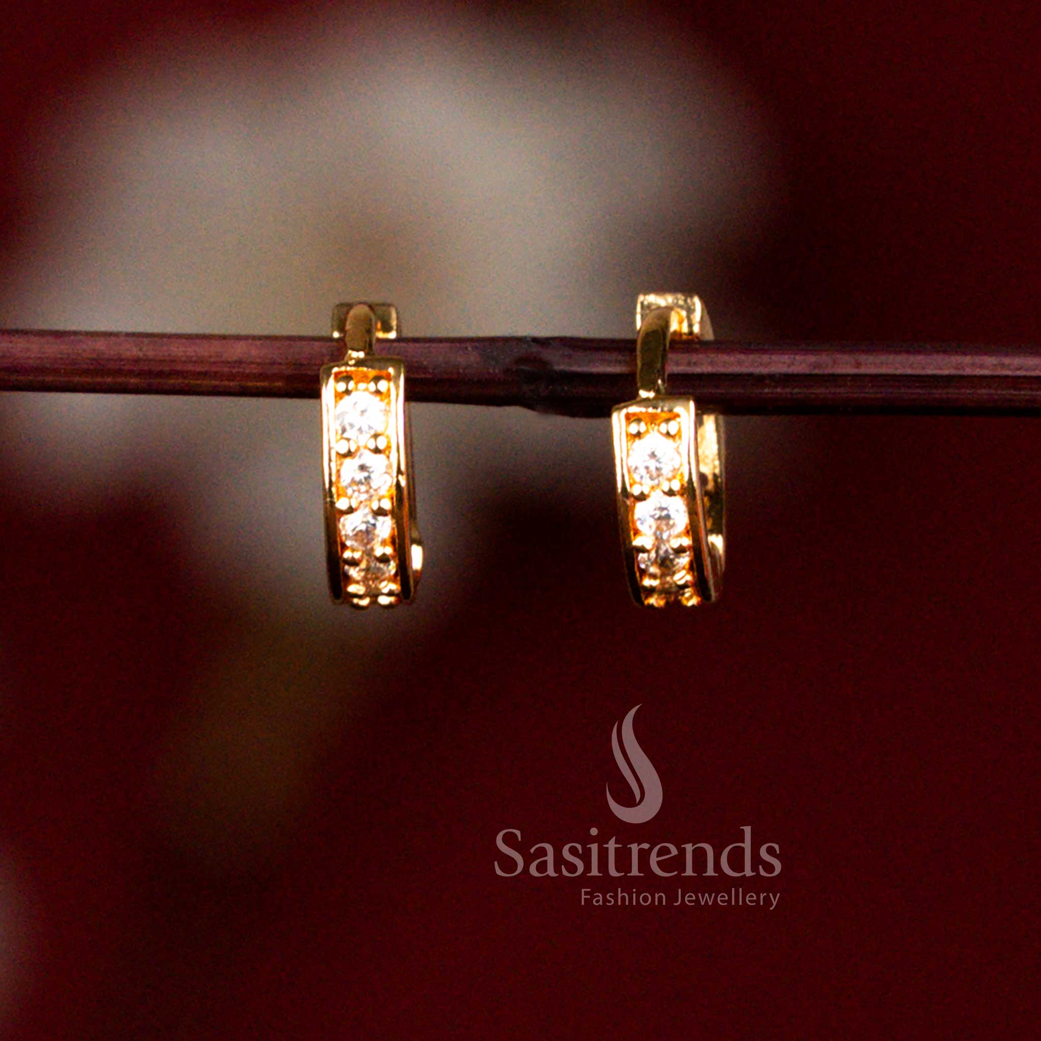 Guaranteed Collection Micro Gold Plated AD Hinged Clasp Ring Style Studs Earrings for Traditional Occasions - Image 5