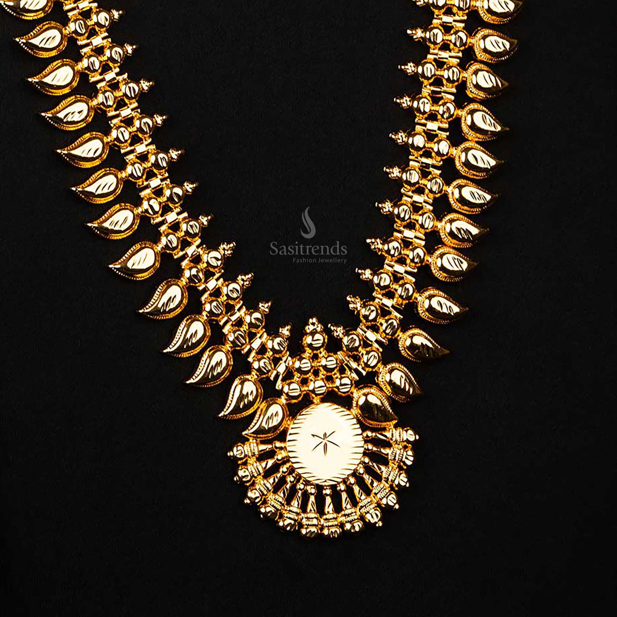 Sasitrends - Traditional Micro Gold Plated Kerala Mango Haram Long Necklace - Image 4