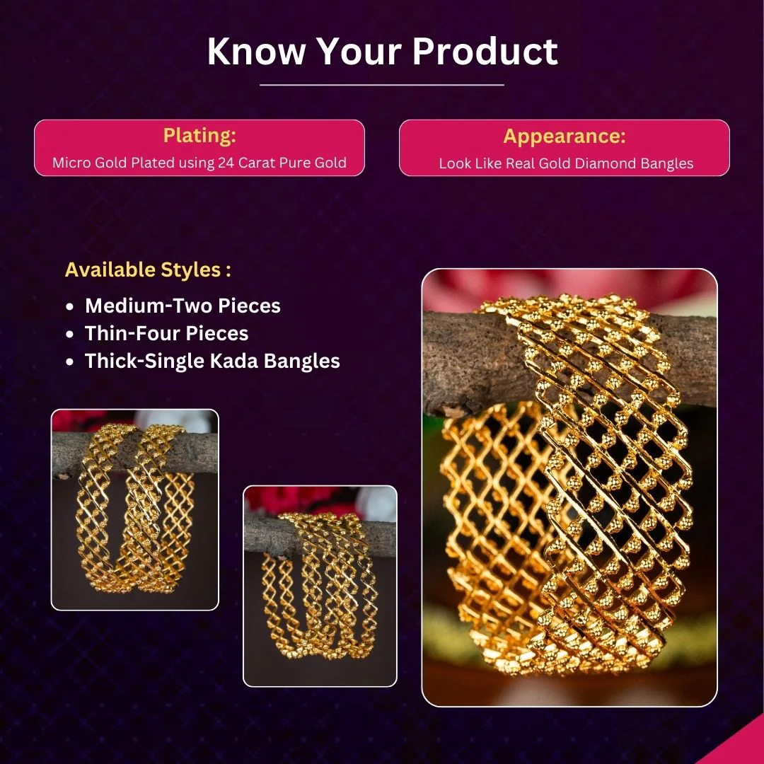 Buy Traditional Elegance - Exquisite Micro Gold Plated Kada Bangles Set | Sasitrends - Image 3