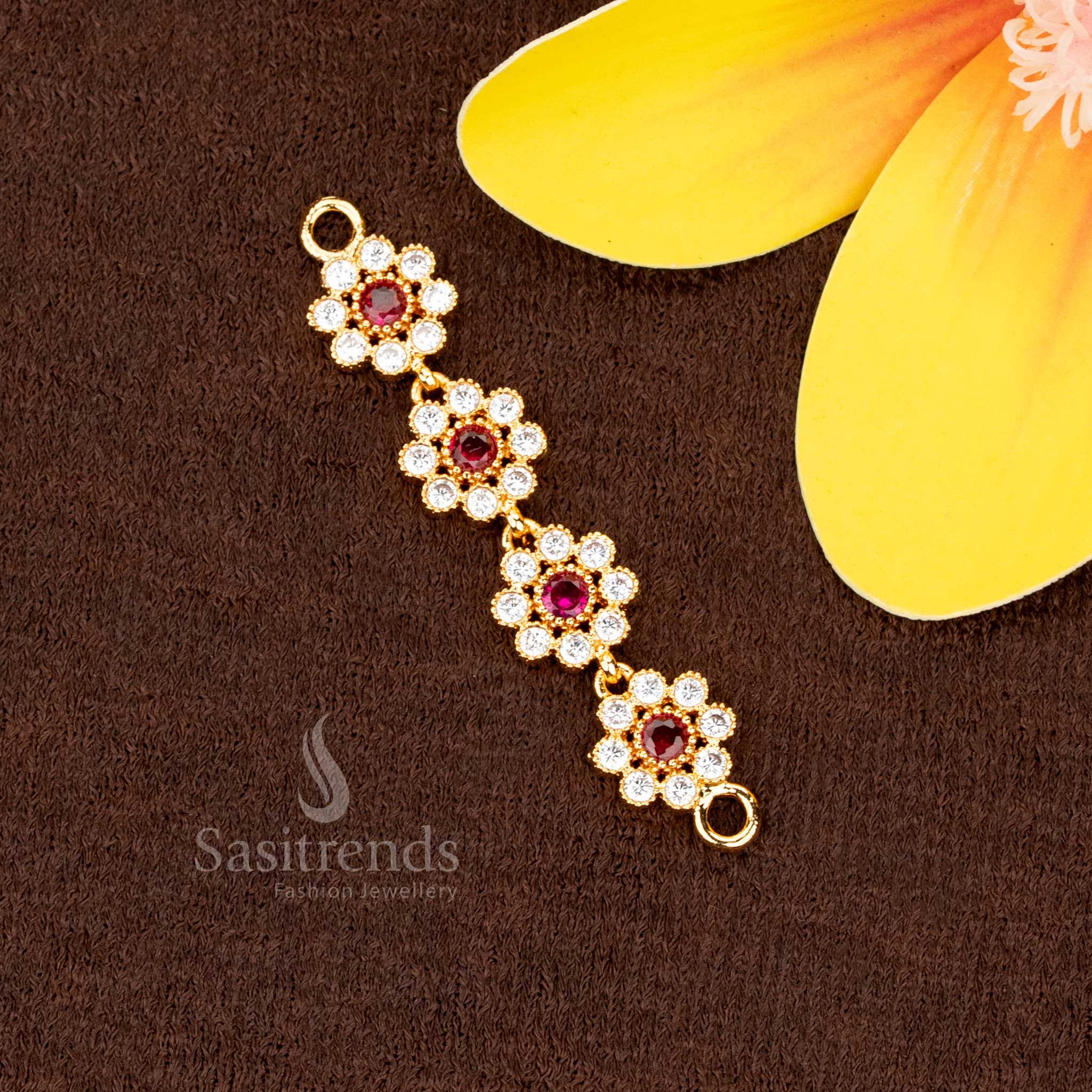Beautiful Impon Addigai Micro Gold Plated Panchaloha Mugappu Pendant – 3 Floral Designs - Sasitrends - Image 8
