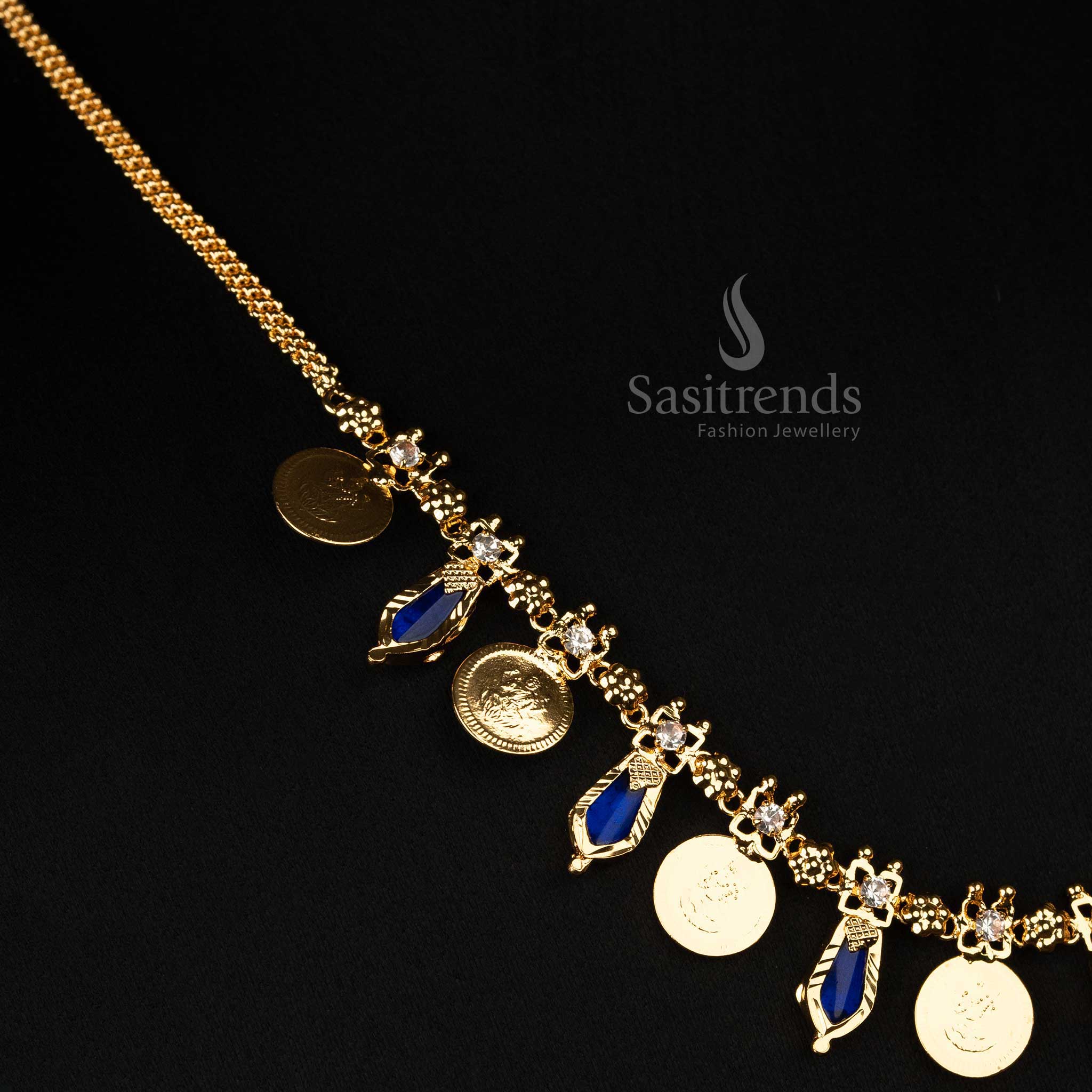 Kerala-Style One Gram Micro Gold Plated 8 Lakshmi Coin with 7 Katta Palakka Necklace – Traditional & Festive Wear - Sasitrends - Image 14