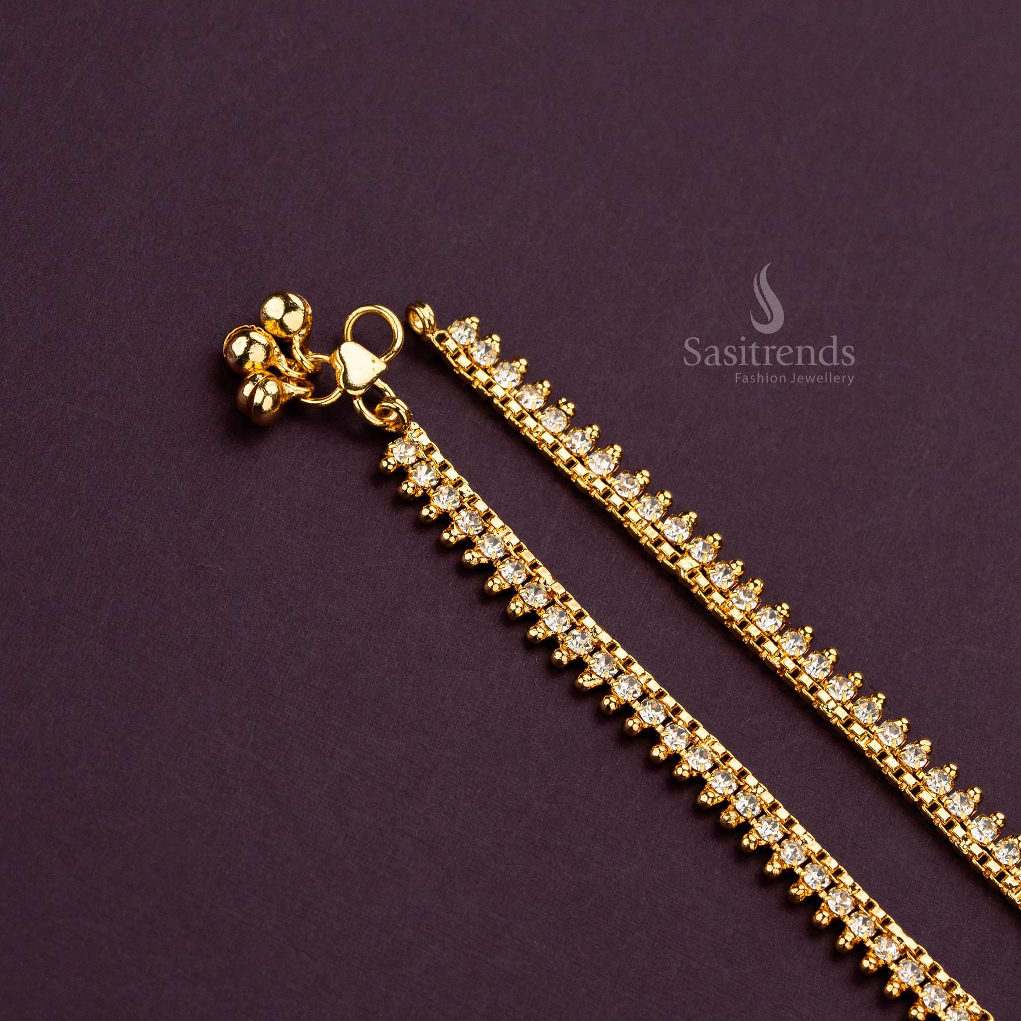 Exquisite Micro Gold Plated Stone Stud Anklets - Sasitrends - Image 3