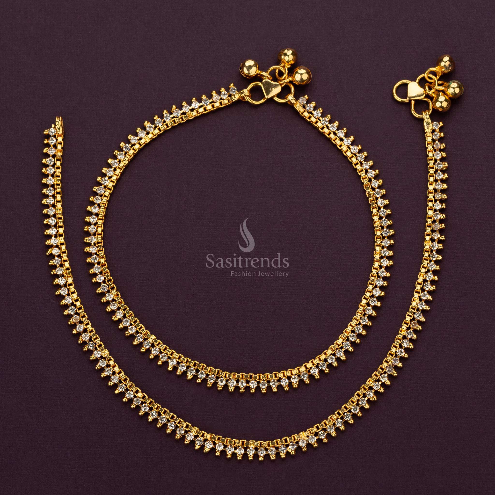 Exquisite Micro Gold Plated Stone Stud Anklets - Sasitrends - Image 4