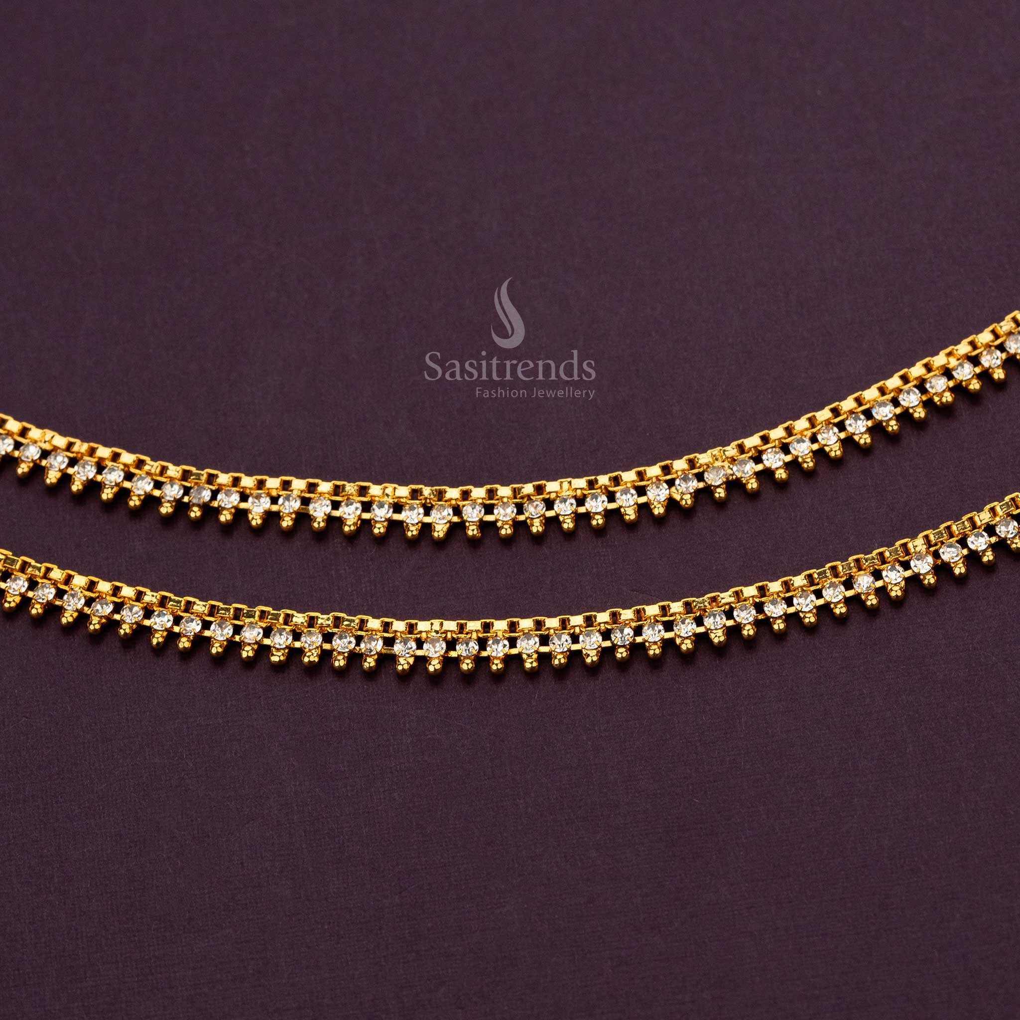 Exquisite Micro Gold Plated Stone Stud Anklets - Sasitrends - Image 5