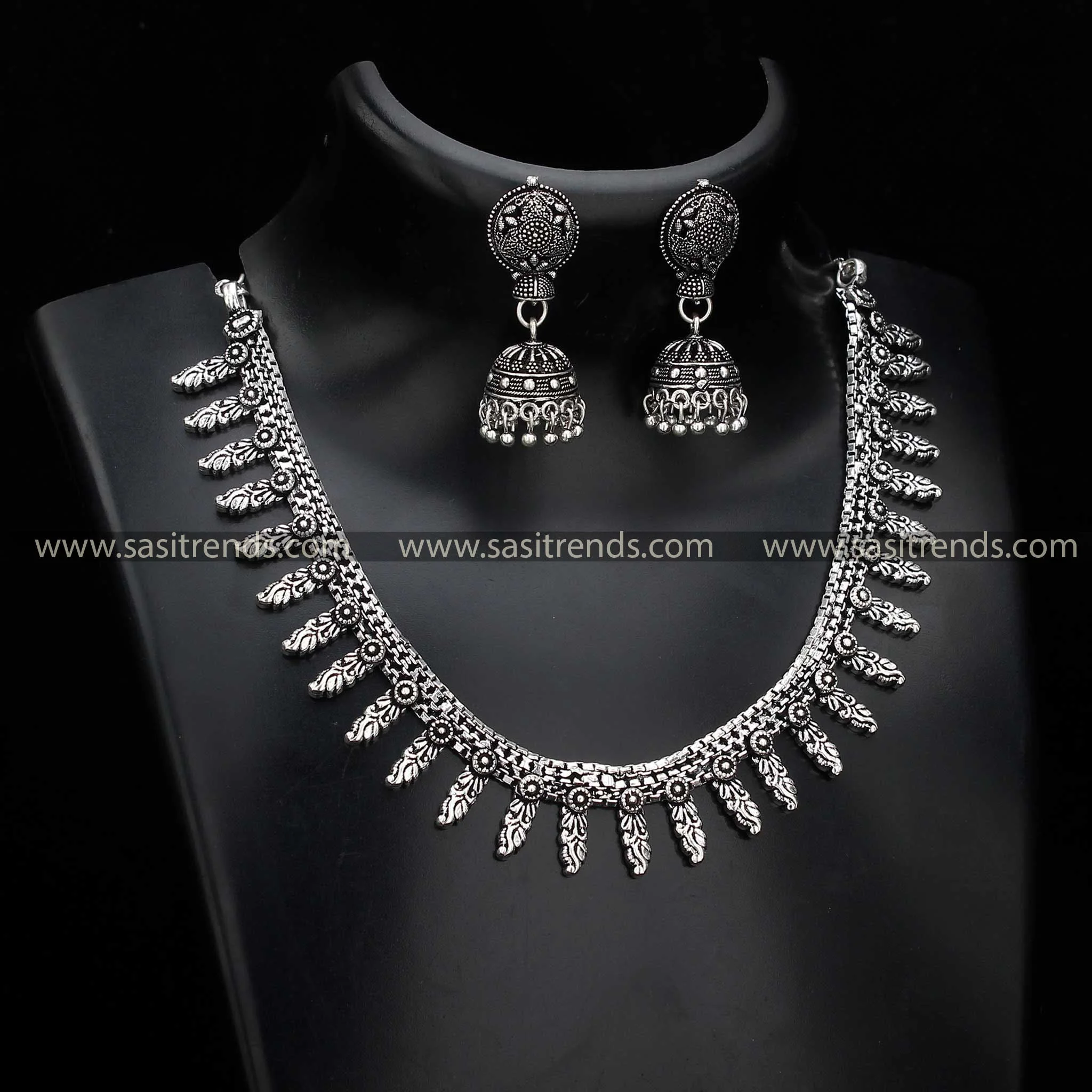 Sasitrends Oxidised Silver Necklace Jewellery Set with Jhumka - Cultural Ensemble Series - Image 19