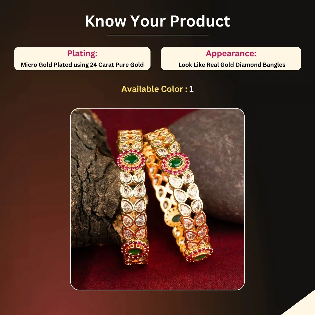 Sasitrends | Luxurious Micro Gold-Plated American Diamond Bangles - Image 2