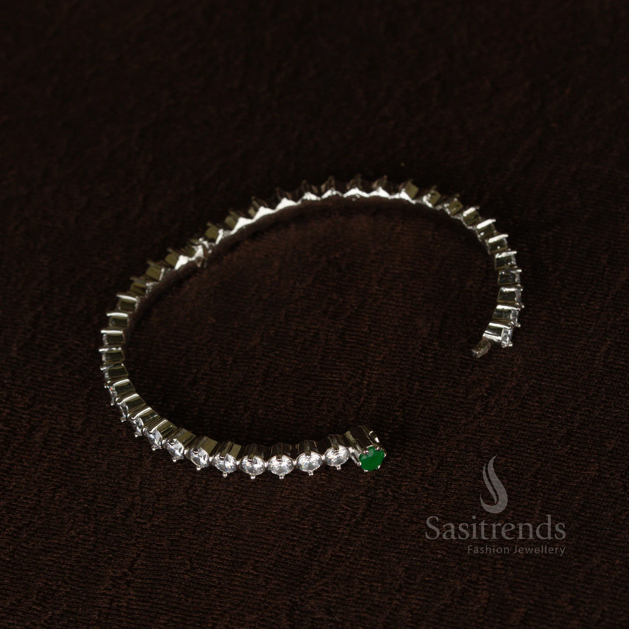 Luxurious Real American Diamond Look Openable Single Bracelet Bangle with Big Round Stones – Premium Micro Gold & Rhodium Silver Plating - Image 13