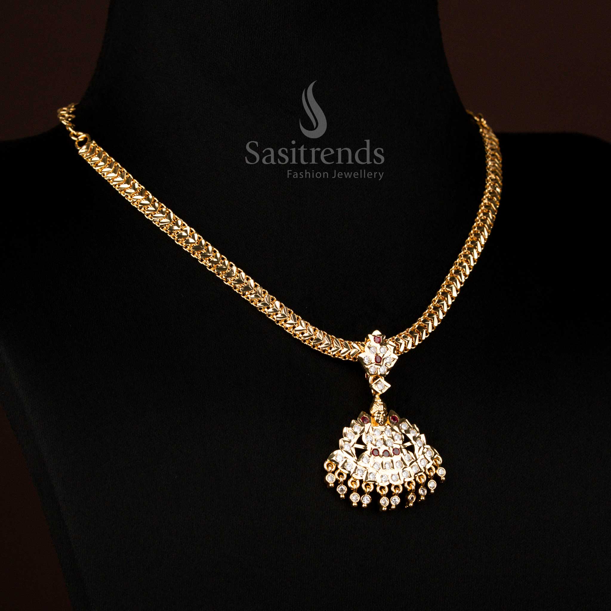 Traditional Impon Micro Gold Plated Attigai Necklace Chain Collection for Grand Festive Occasions - Image 12
