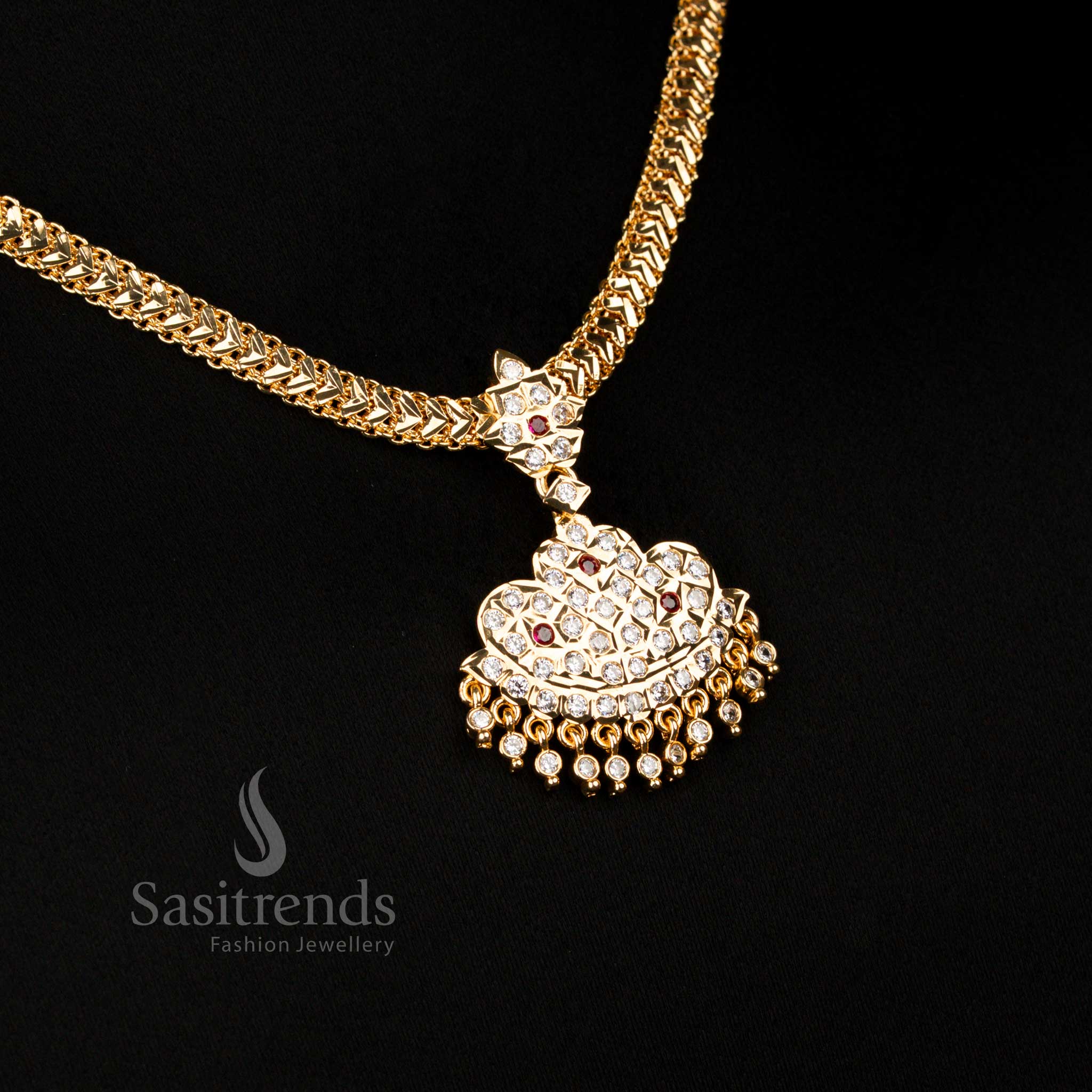 Traditional Impon Micro Gold Plated Attigai Necklace Chain Collection for Grand Festive Occasions - Image 15