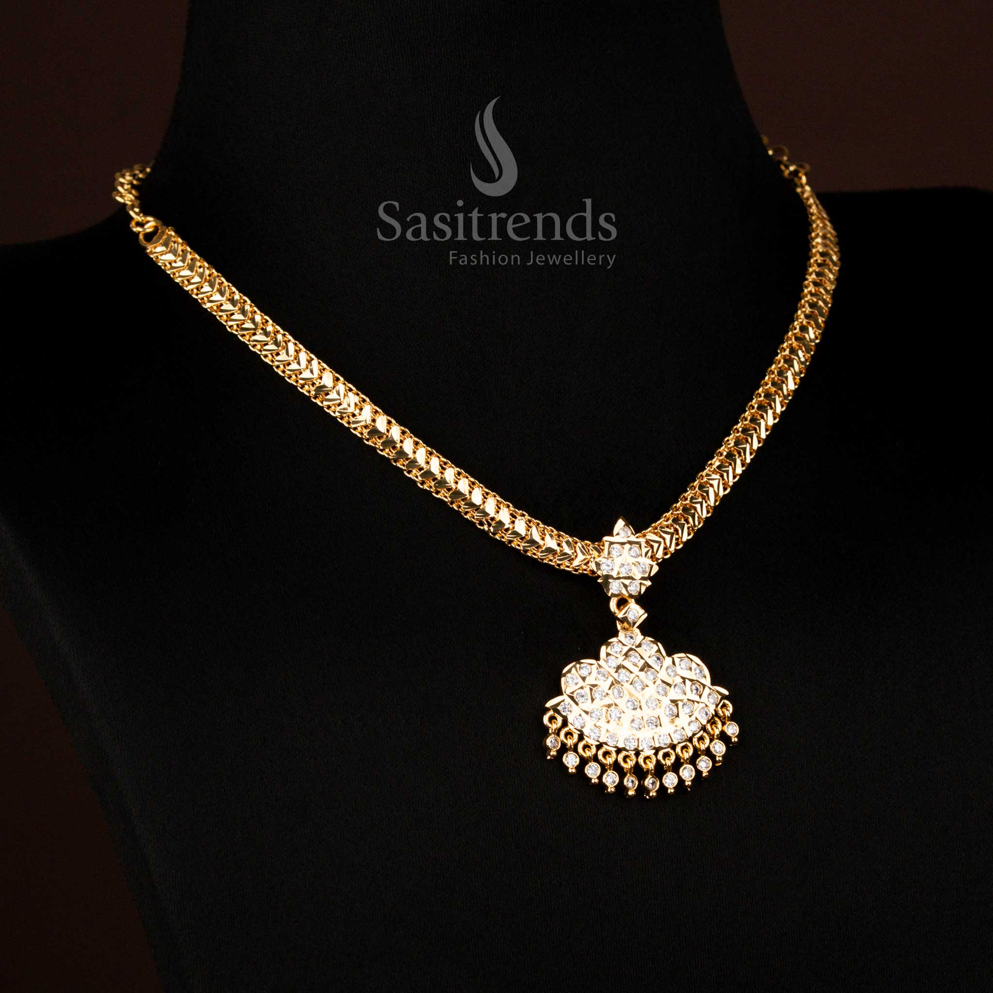 Traditional Impon Micro Gold Plated Attigai Necklace Chain Collection for Grand Festive Occasions - Image 16