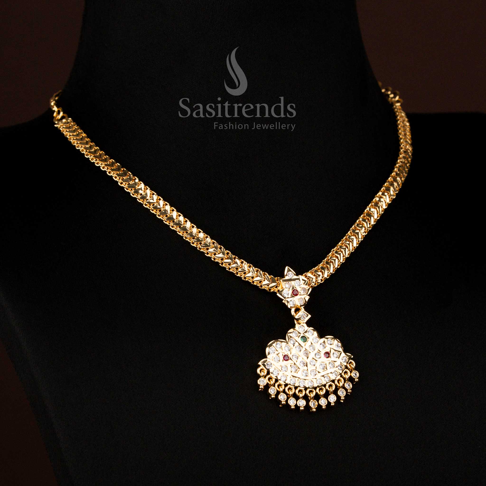 Traditional Impon Micro Gold Plated Attigai Necklace Chain Collection for Grand Festive Occasions - Image 18