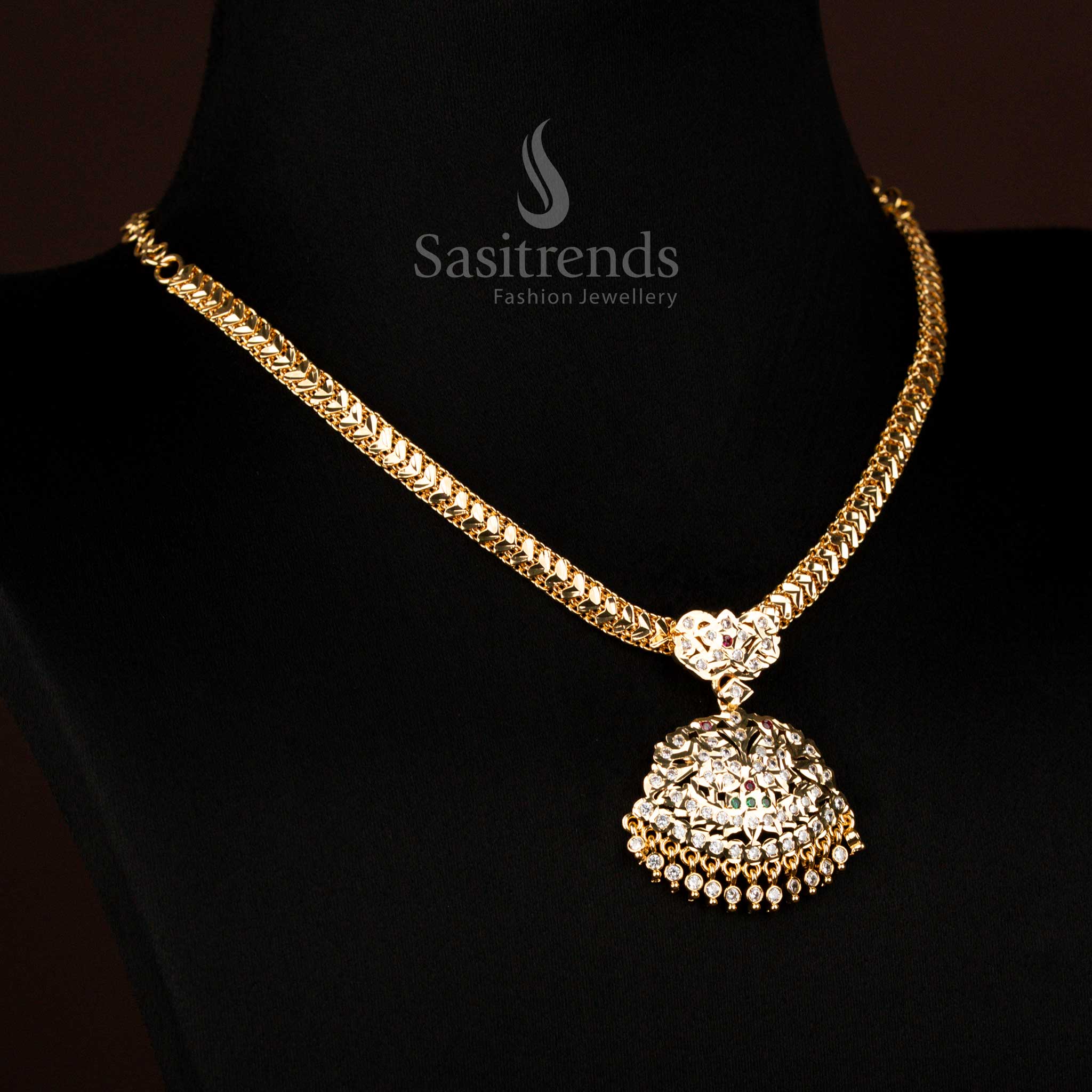 Traditional Impon Micro Gold Plated Attigai Necklace Chain Collection for Grand Festive Occasions - Image 22