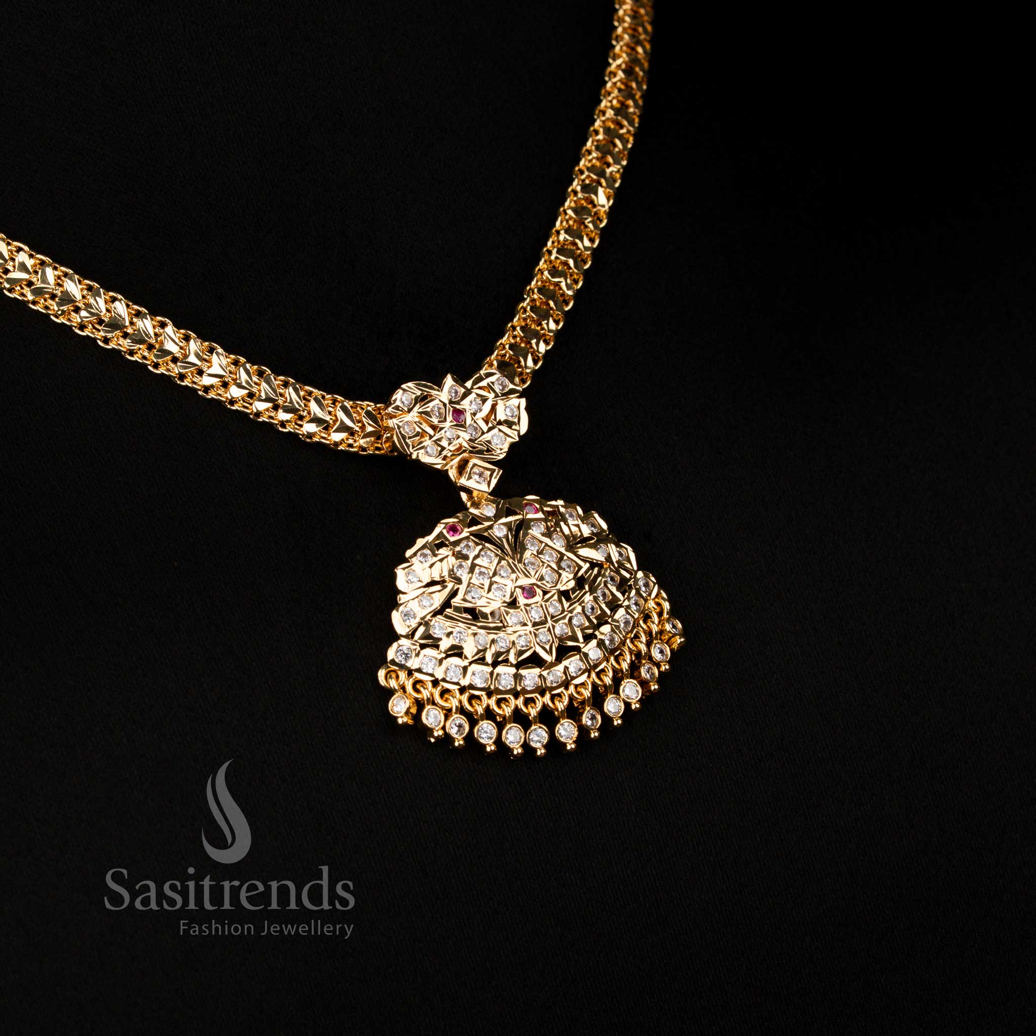 Traditional Impon Micro Gold Plated Attigai Necklace Chain Collection for Grand Festive Occasions - Image 25