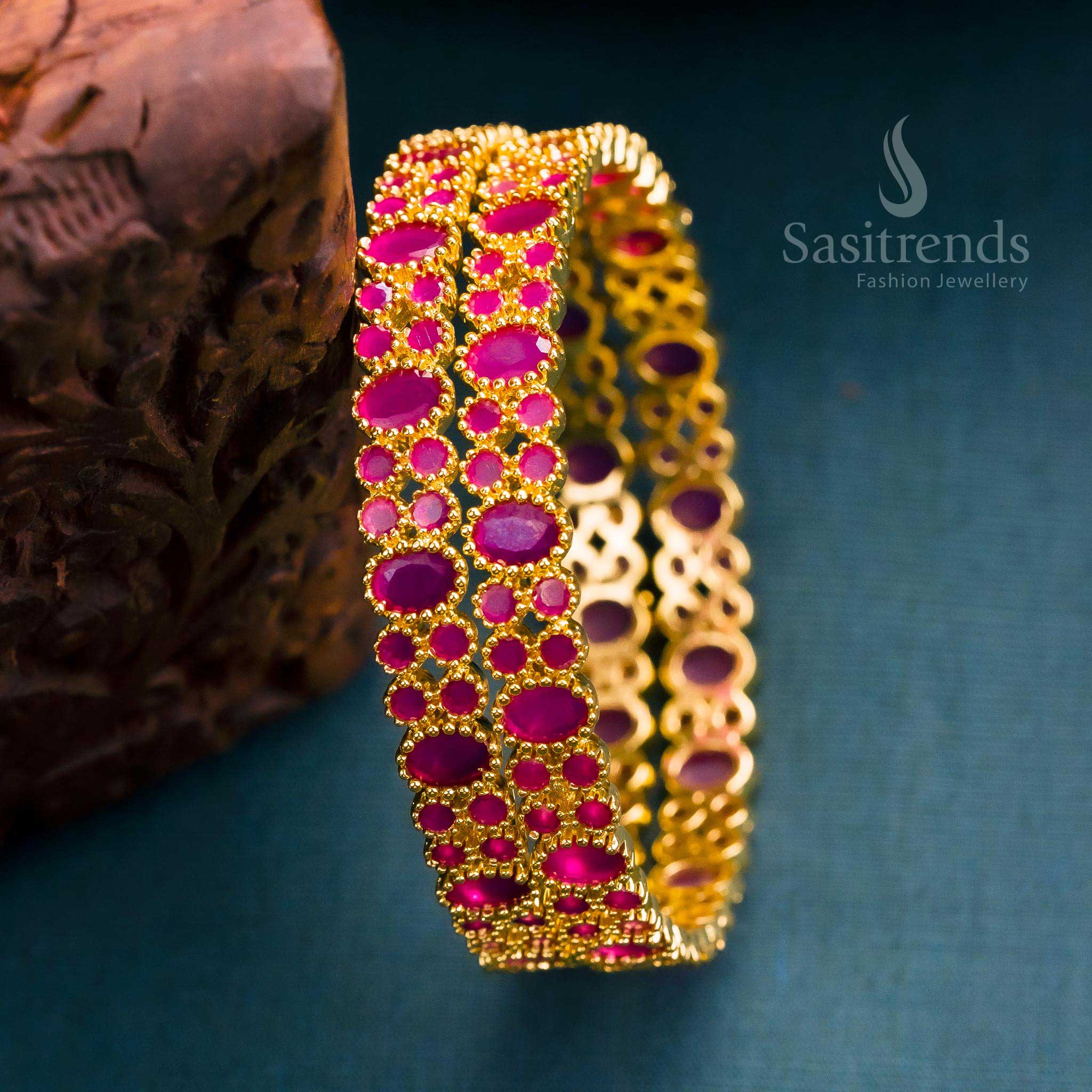 Exquisite American Diamond Bangles: Micro Gold Plated, Perfect for Festivals! - Image 3