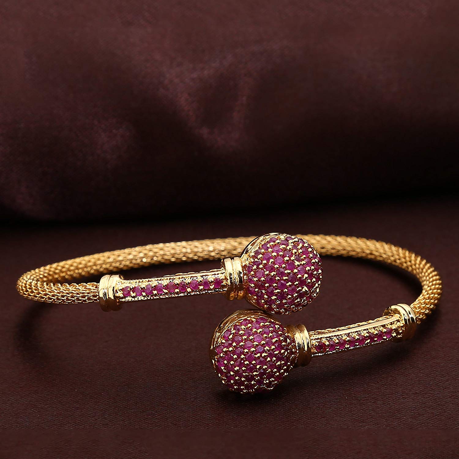 Trendy Micro Gold Plated American Diamond Stone Bracelet for Festive Wear - Sasitrends - Image 5