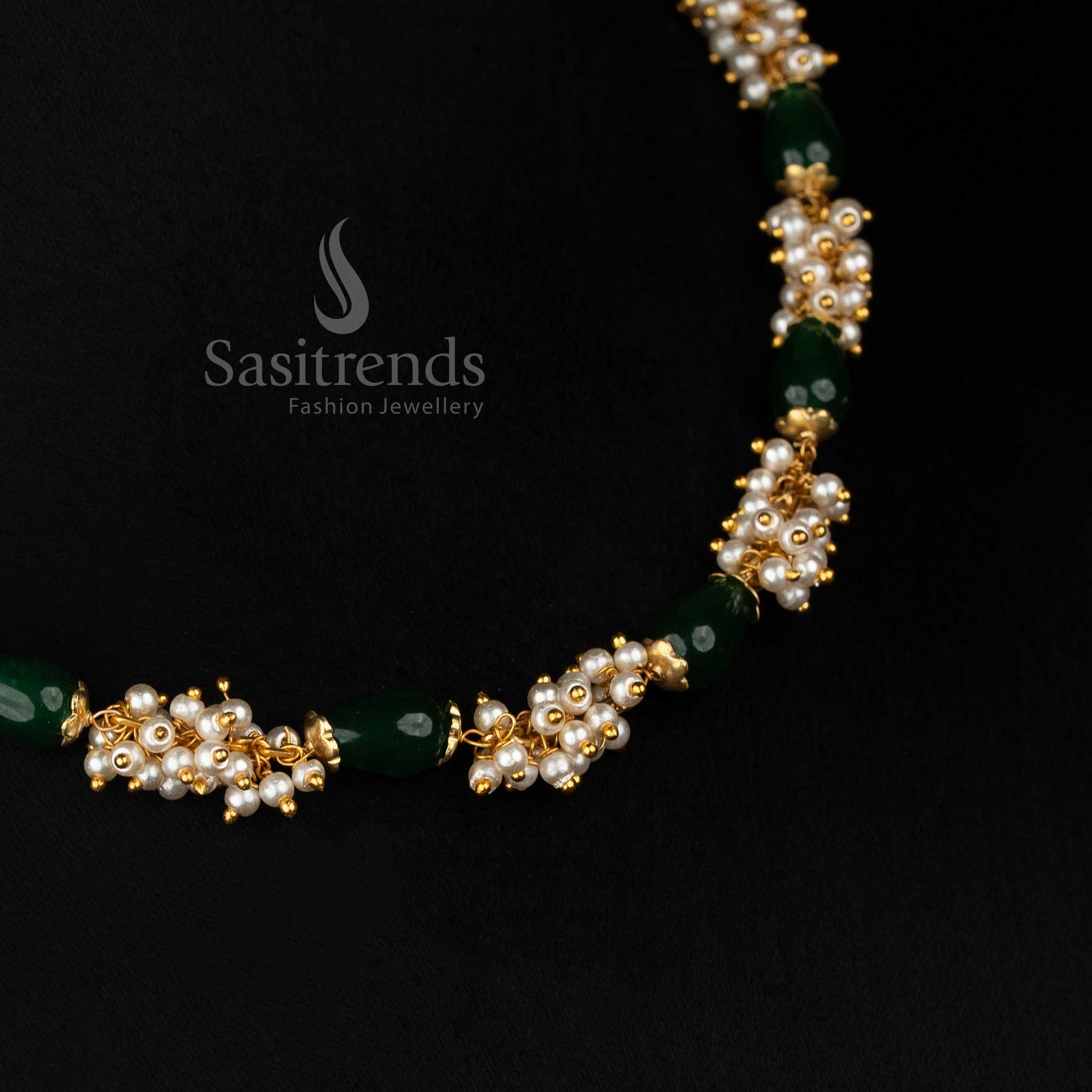 Exquisite Micro Gold Plated Beads Pearl Cluster Mala Necklace – Traditional & Festive Wear - Sasitrends - Image 15