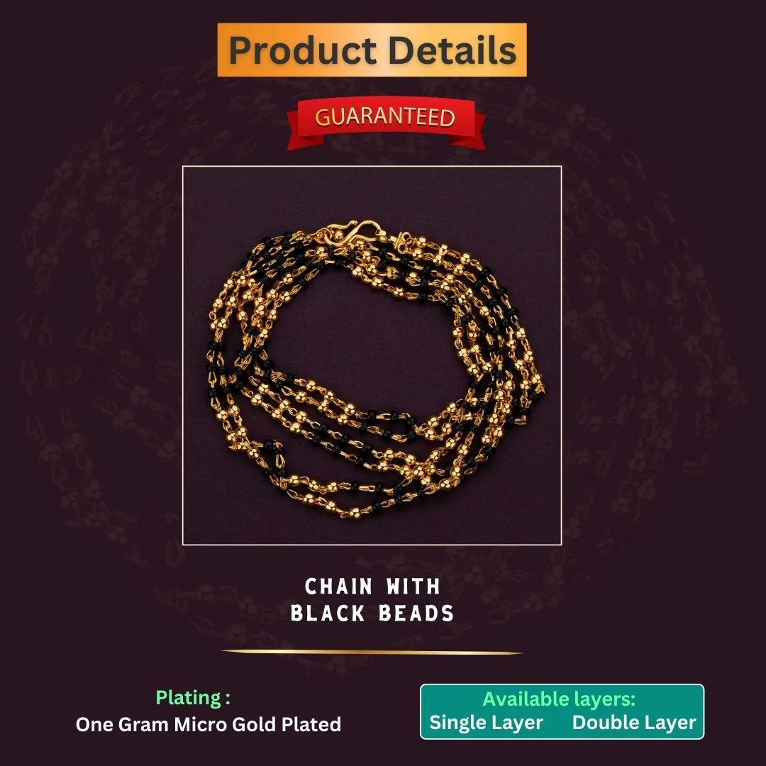 Elegant Micro Gold Plated Chain with Black Beads | Single & Double Line Patterns - Sasitrends - Image 5