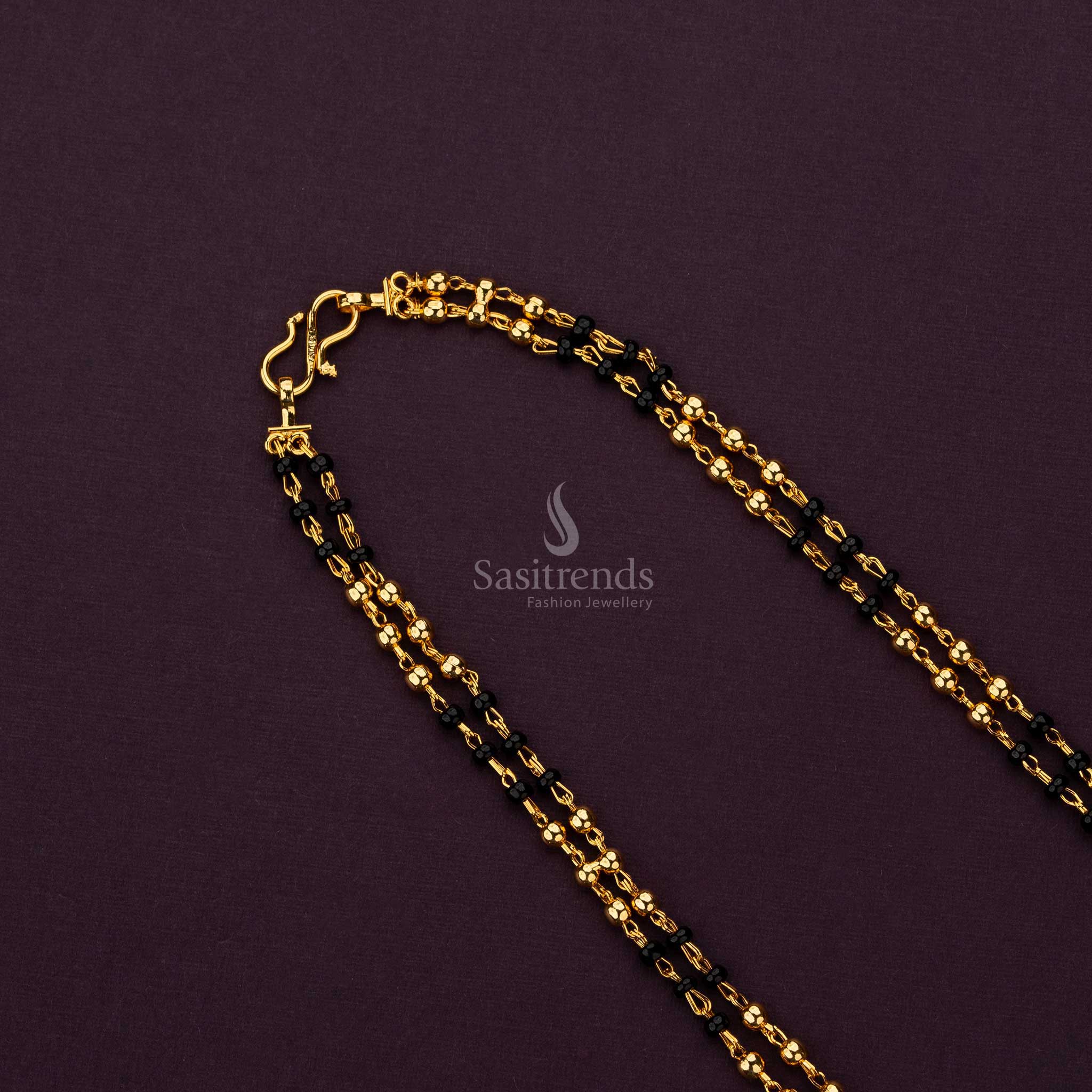 Elegant Micro Gold Plated Chain with Black Beads | Single & Double Line Patterns - Sasitrends - Image 7