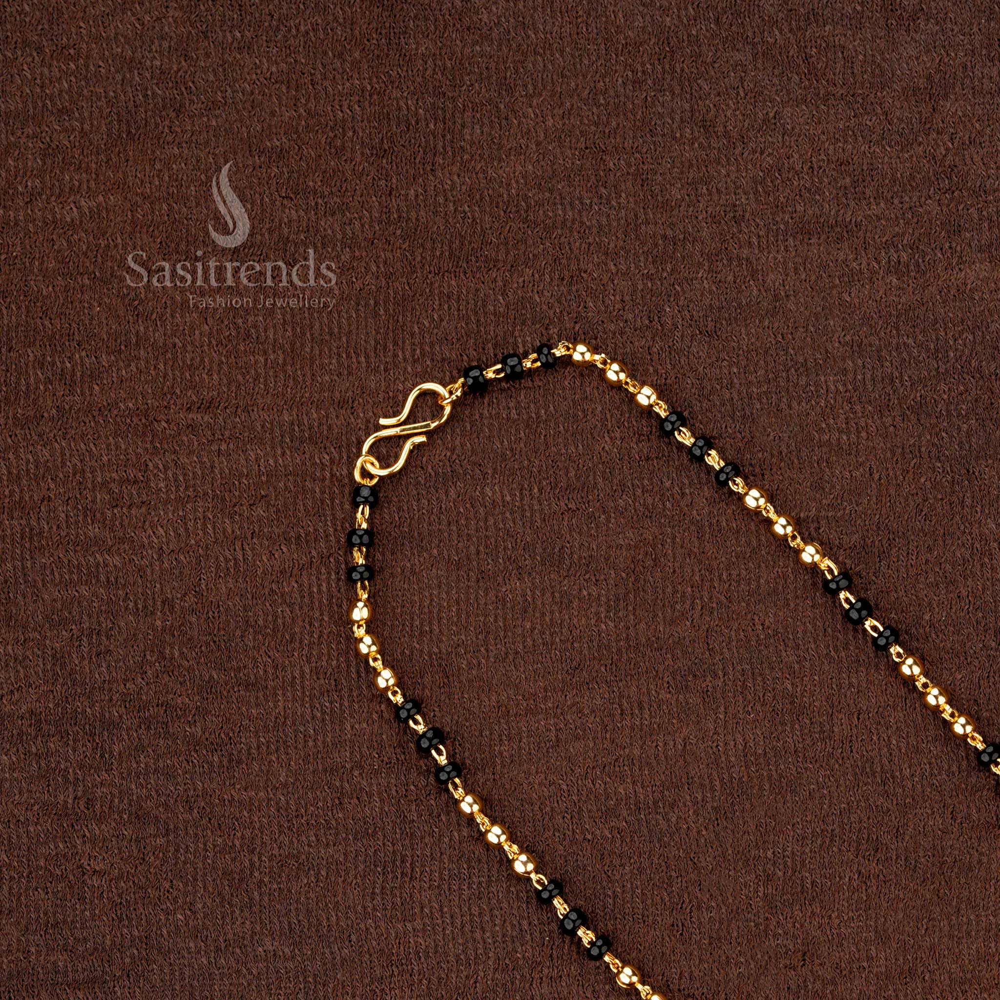 Elegant Micro Gold Plated Chain with Black Beads | Single & Double Line Patterns - Sasitrends - Image 9