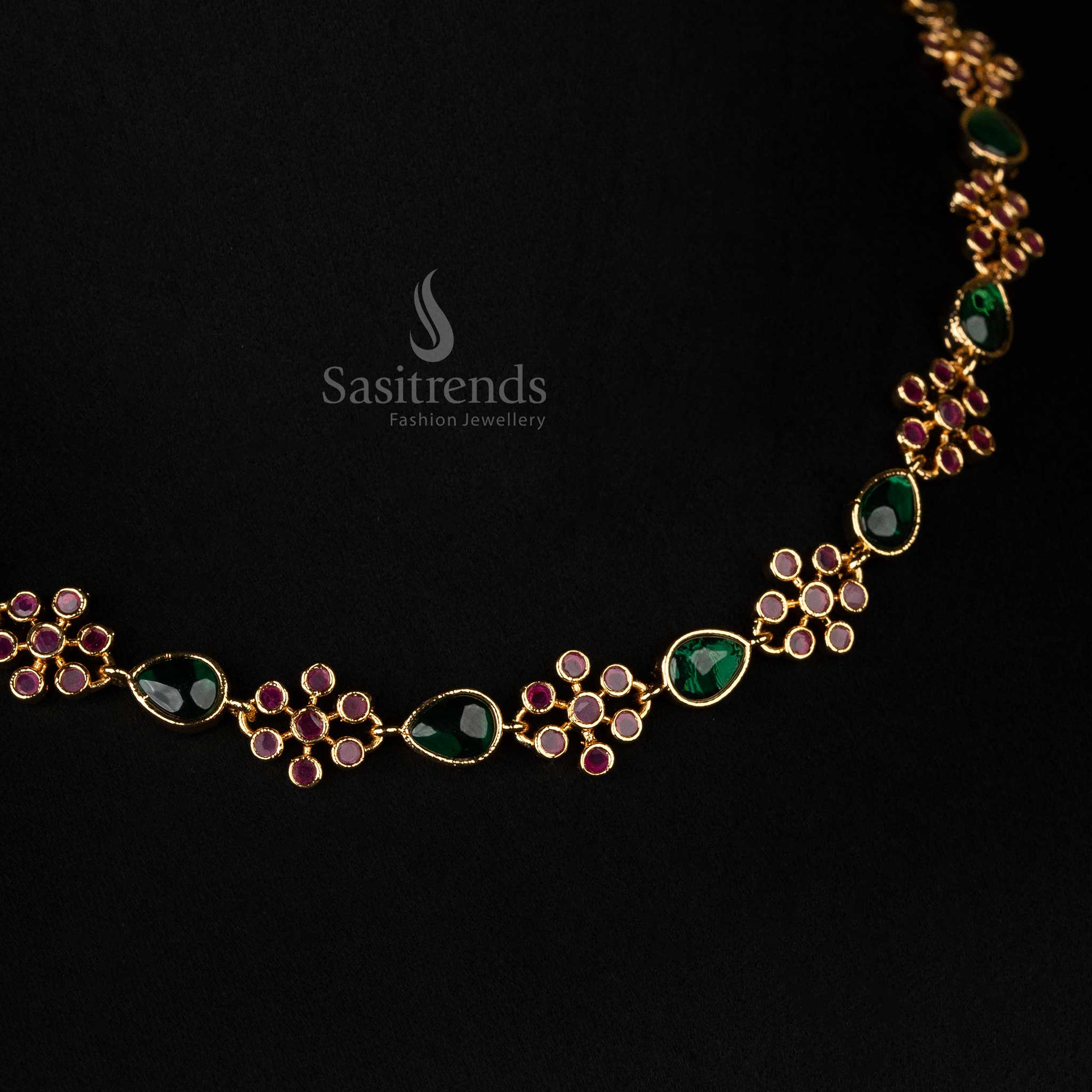 Exquisite Floral Elegance: Micro Gold Plated Necklace for Traditional Glam | Sasitrends - Image 3