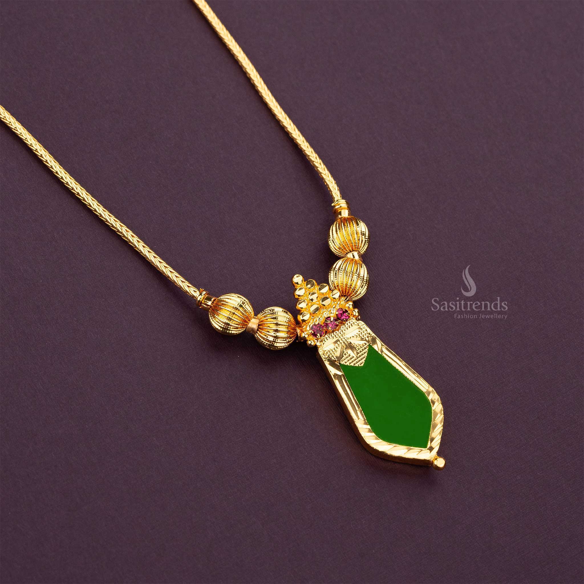 Sasitrends | Micro Gold Plated One Gram Nagapadam Palakka Necklace with Adjustable Chain - Image 2