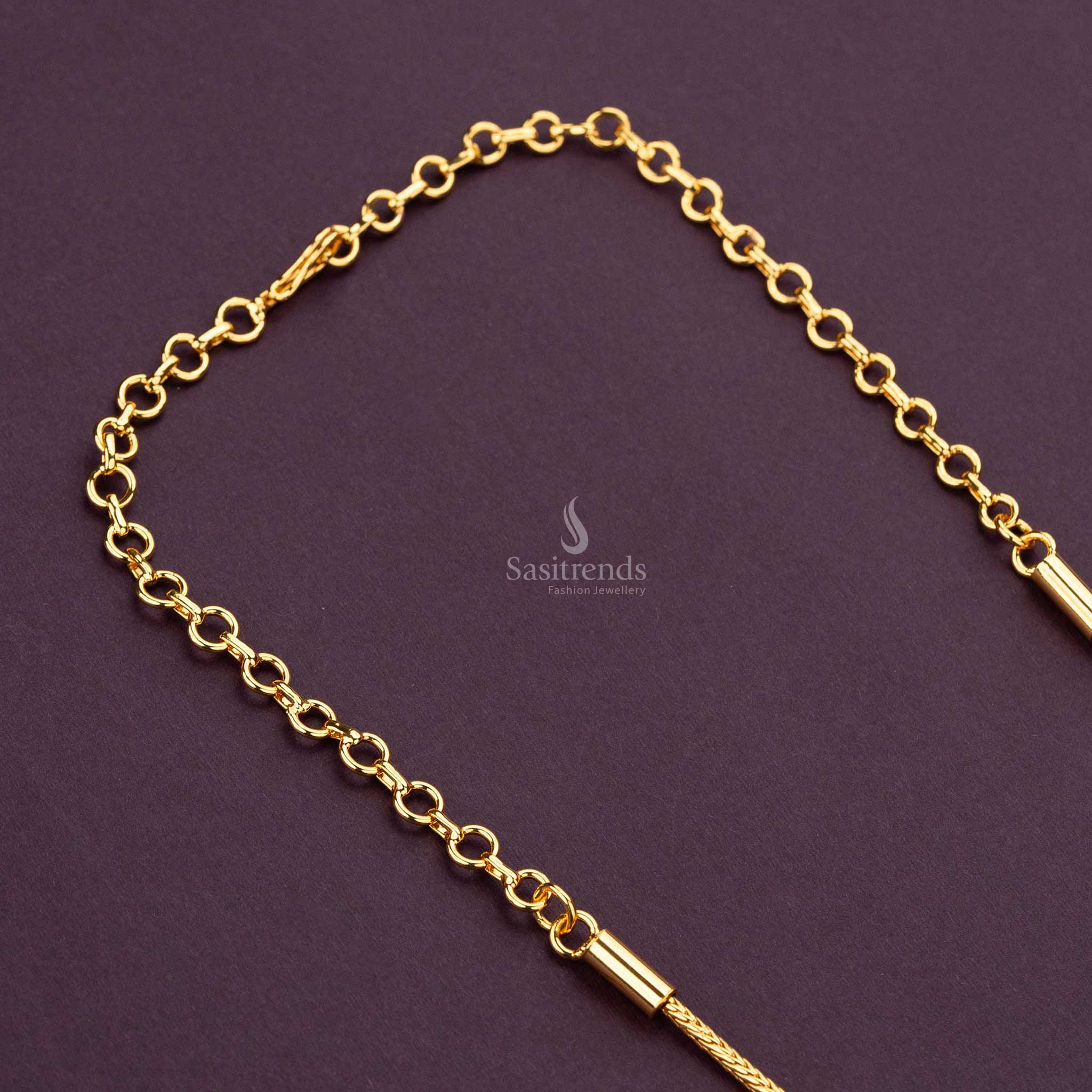 Sasitrends | Micro Gold Plated One Gram Nagapadam Palakka Necklace with Adjustable Chain - Image 3