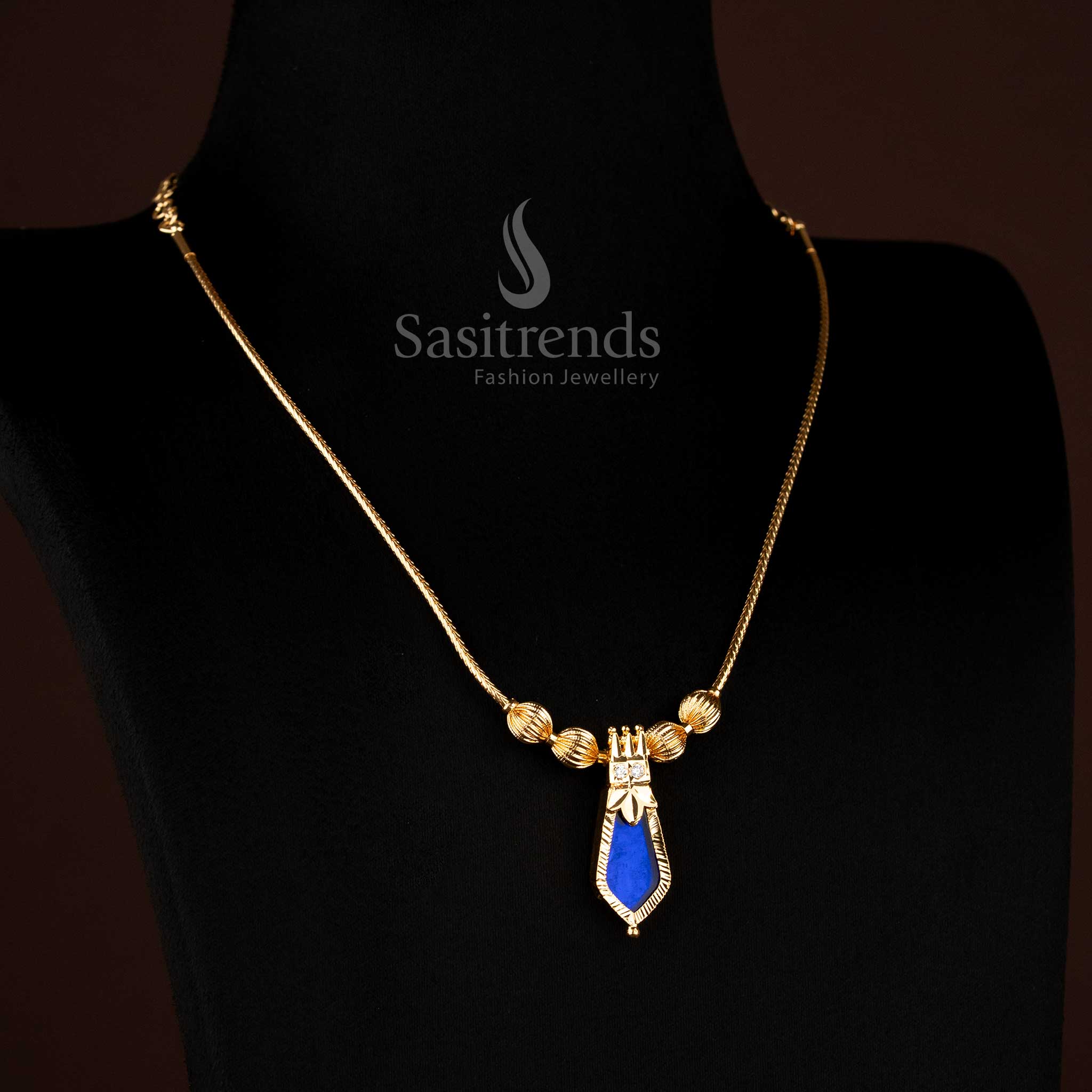 Sasitrends | Micro Gold Plated One Gram Nagapadam Palakka Necklace with Adjustable Chain - Image 4