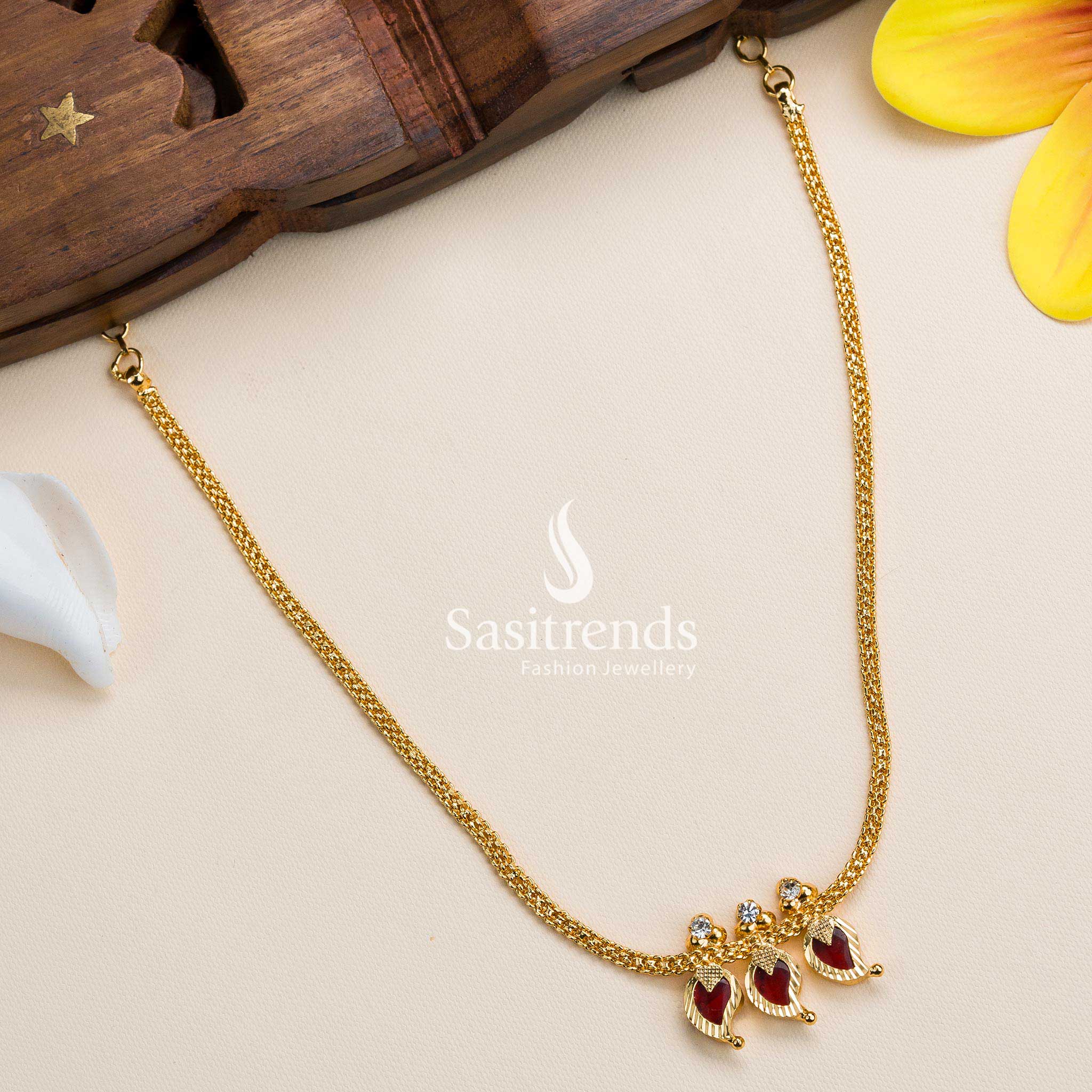 Micro Gold Plated Mango Petals Kerala Palakka Necklace - Traditional Elegance with Guarantee - Online Shopping - Image 3