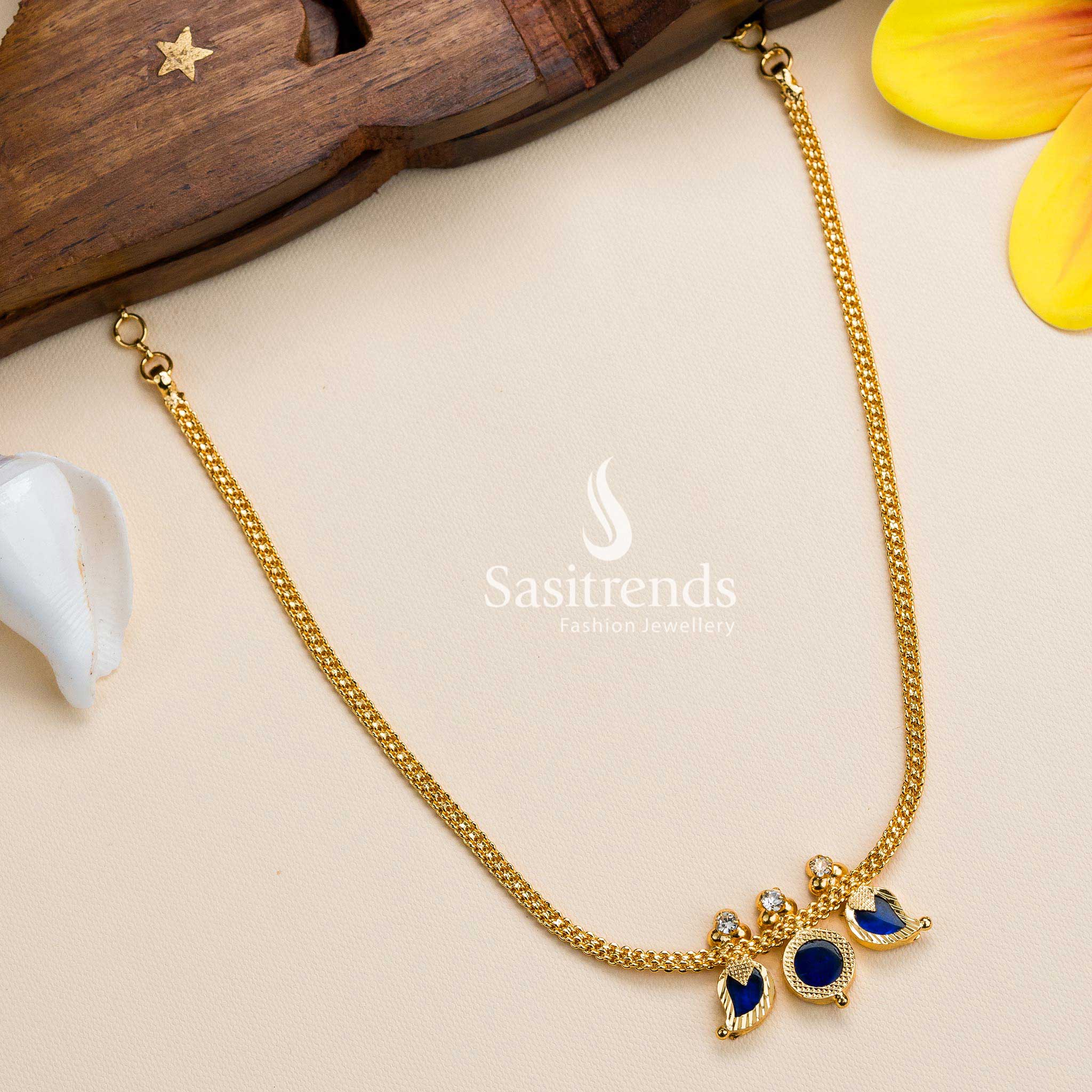 Latest Micro Gold Plated Mango and Round Petals Kerala Palakka Necklace - Guarantee - Image 3
