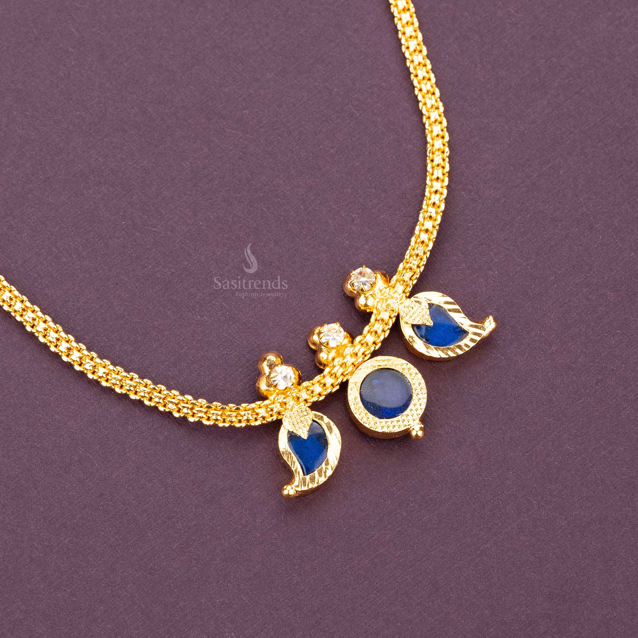 Latest Micro Gold Plated Mango and Round Petals Kerala Palakka Necklace - Guarantee - Image 4