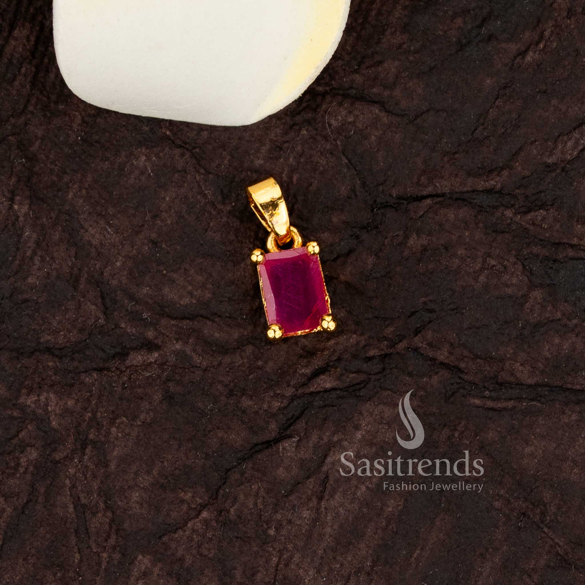 Amazing Micro Gold Plated Rectangular Faceted American Diamond Solitaire Pendant – Sasitrends - Image 3