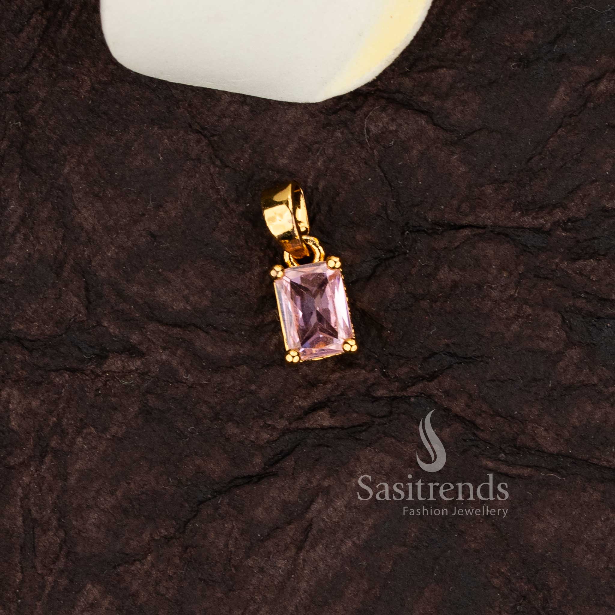 Amazing Micro Gold Plated Rectangular Faceted American Diamond Solitaire Pendant – Sasitrends - Image 5