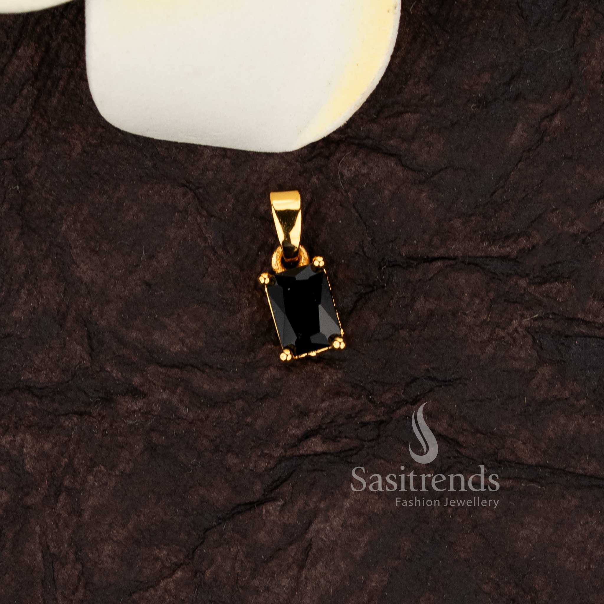 Amazing Micro Gold Plated Rectangular Faceted American Diamond Solitaire Pendant – Sasitrends - Image 6