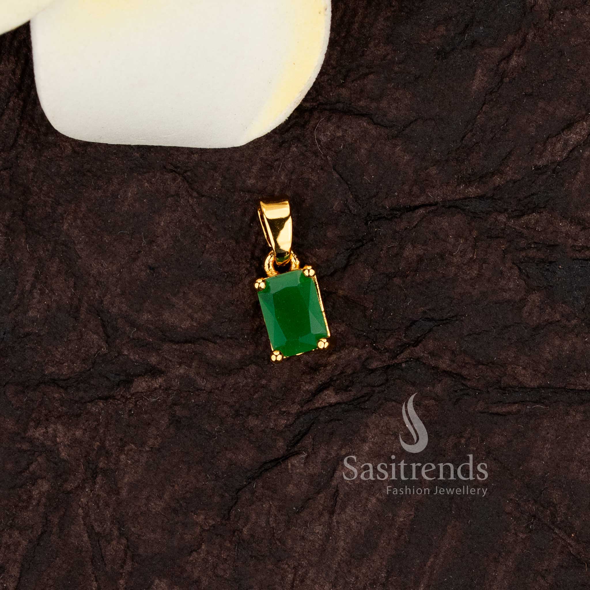 Amazing Micro Gold Plated Rectangular Faceted American Diamond Solitaire Pendant – Sasitrends - Image 7