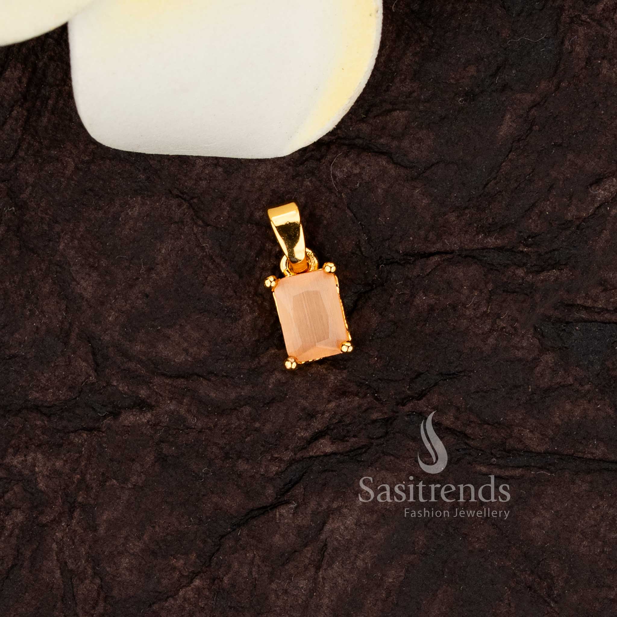 Amazing Micro Gold Plated Rectangular Faceted American Diamond Solitaire Pendant – Sasitrends - Image 8