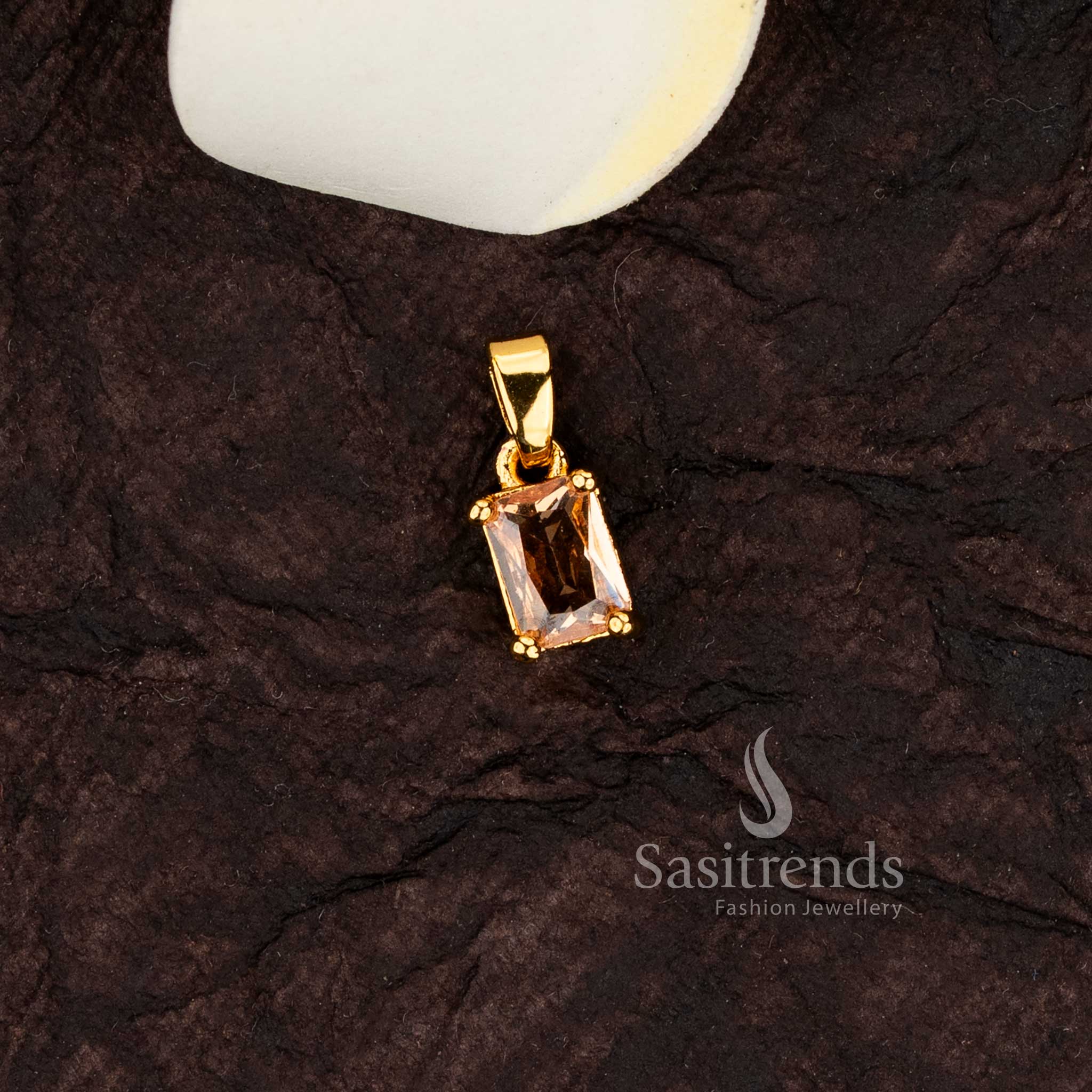 Amazing Micro Gold Plated Rectangular Faceted American Diamond Solitaire Pendant – Sasitrends - Image 9