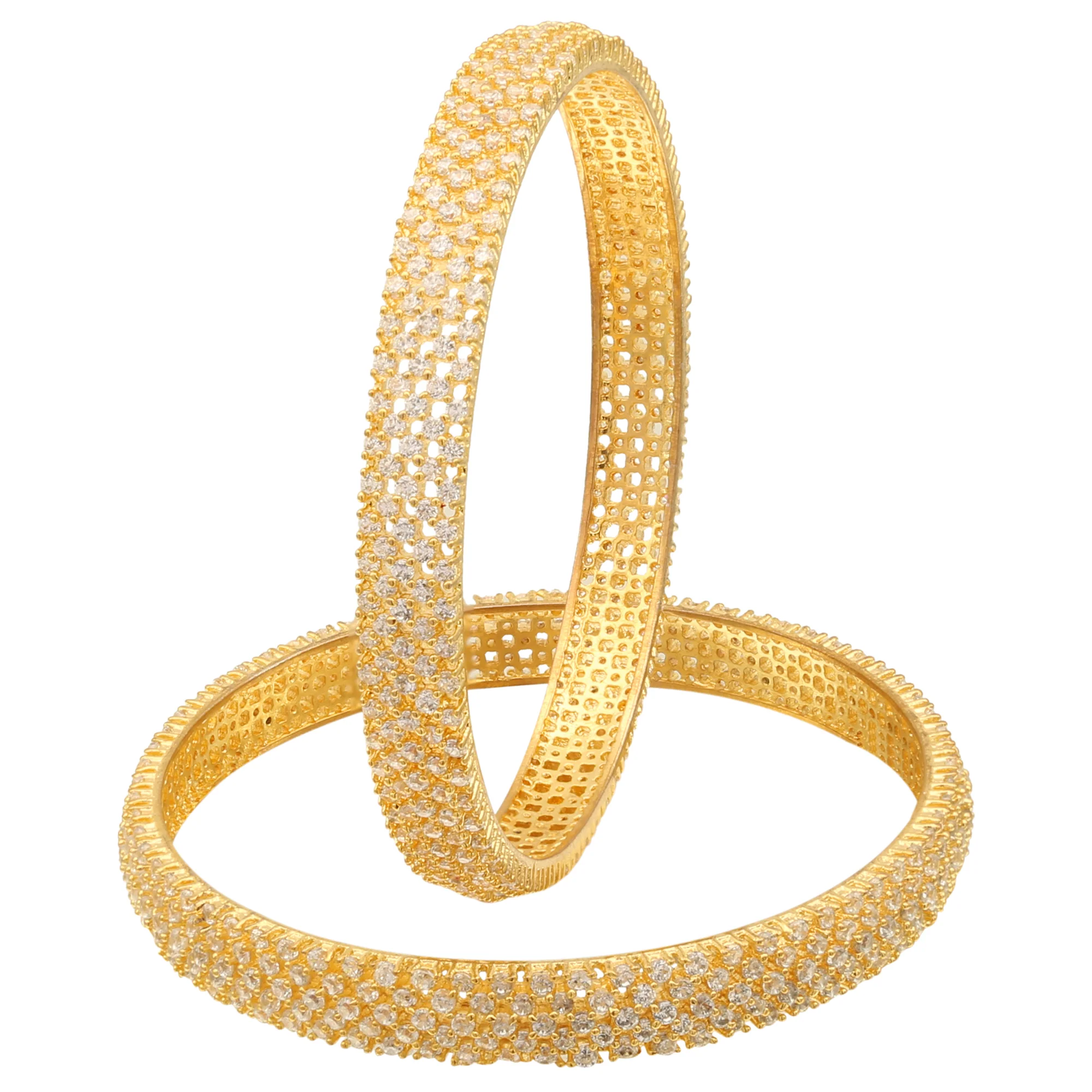 Micro Gold Plated Traditional American Diamond Stones Bangles - Sasitrends - Image 3