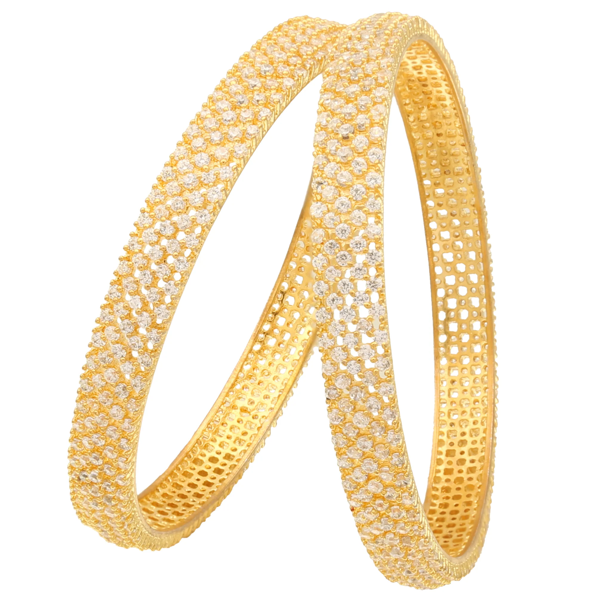 Micro Gold Plated Traditional American Diamond Stones Bangles - Sasitrends - Image 4