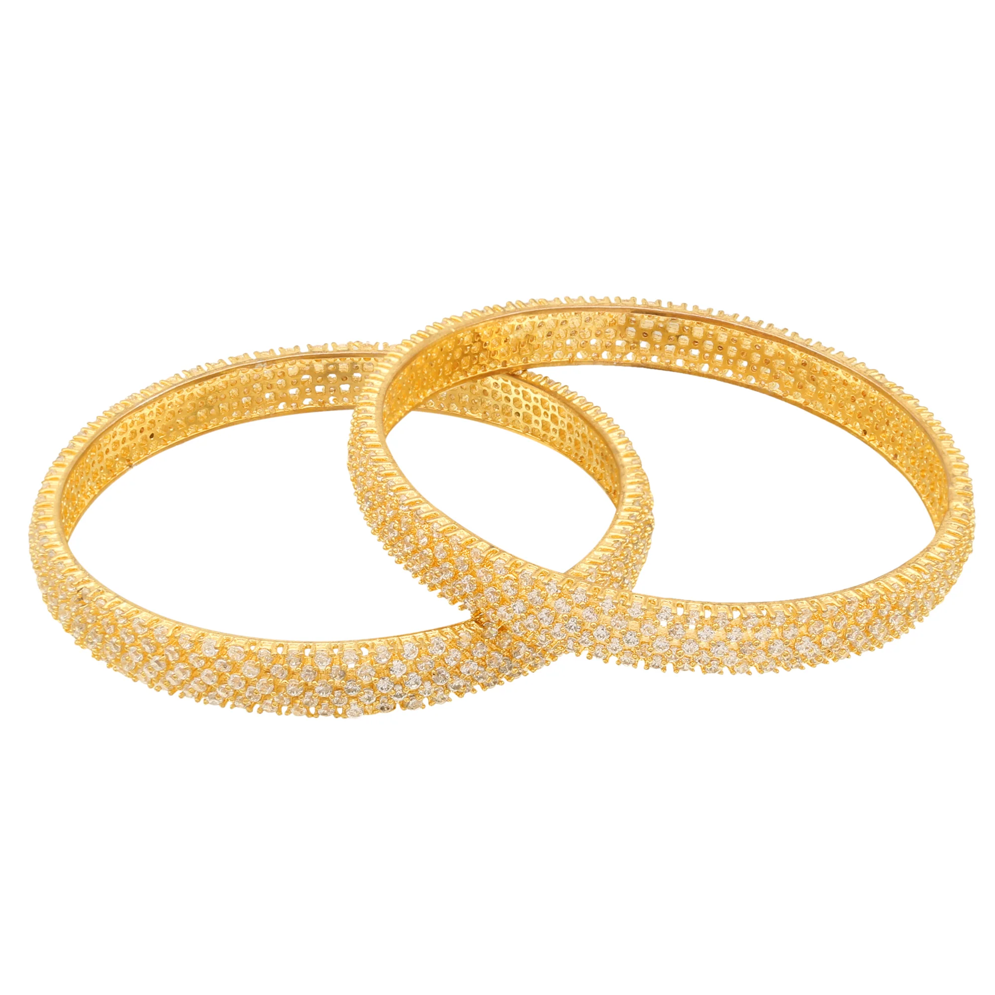 Micro Gold Plated Traditional American Diamond Stones Bangles - Sasitrends - Image 5