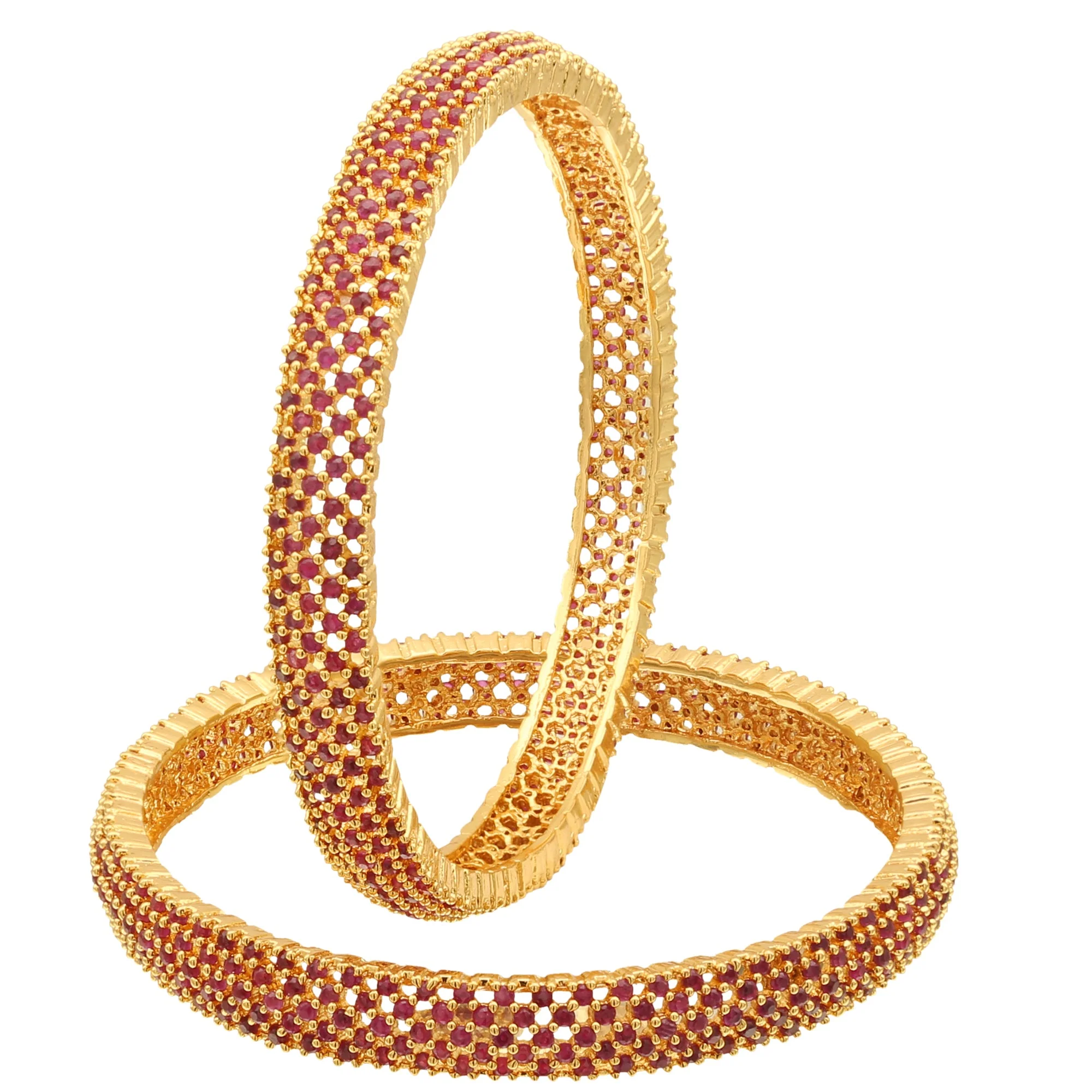 Micro Gold Plated Traditional American Diamond Stones Bangles - Sasitrends - Image 6