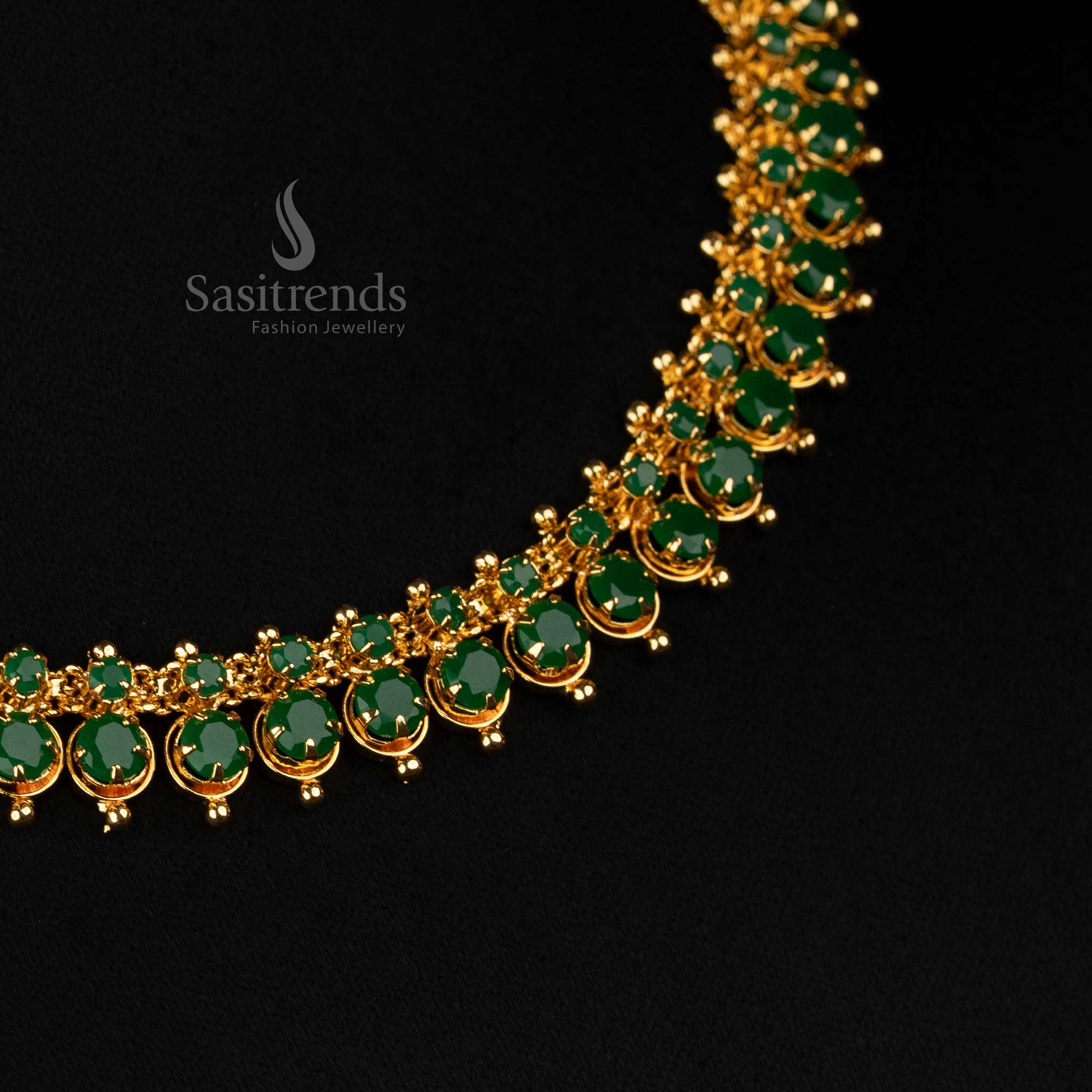 Regal Micro Gold Plated American Diamond Necklace with Soldered AD Stones Necklace - Sasitrends - Image 7