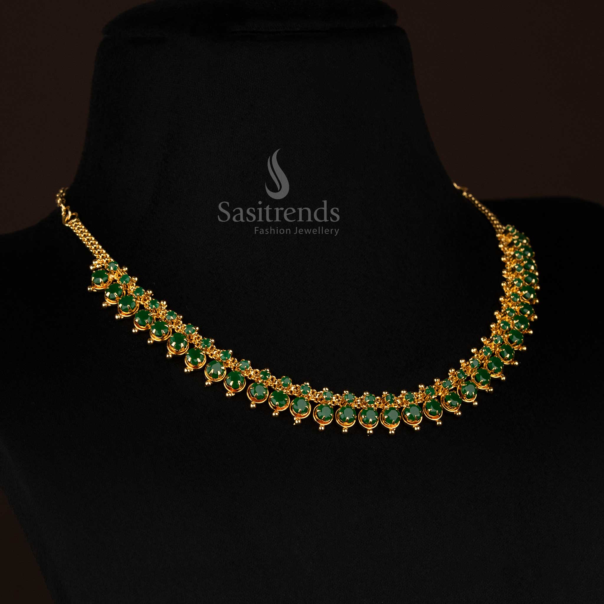 Regal Micro Gold Plated American Diamond Necklace with Soldered AD Stones Necklace - Sasitrends - Image 8