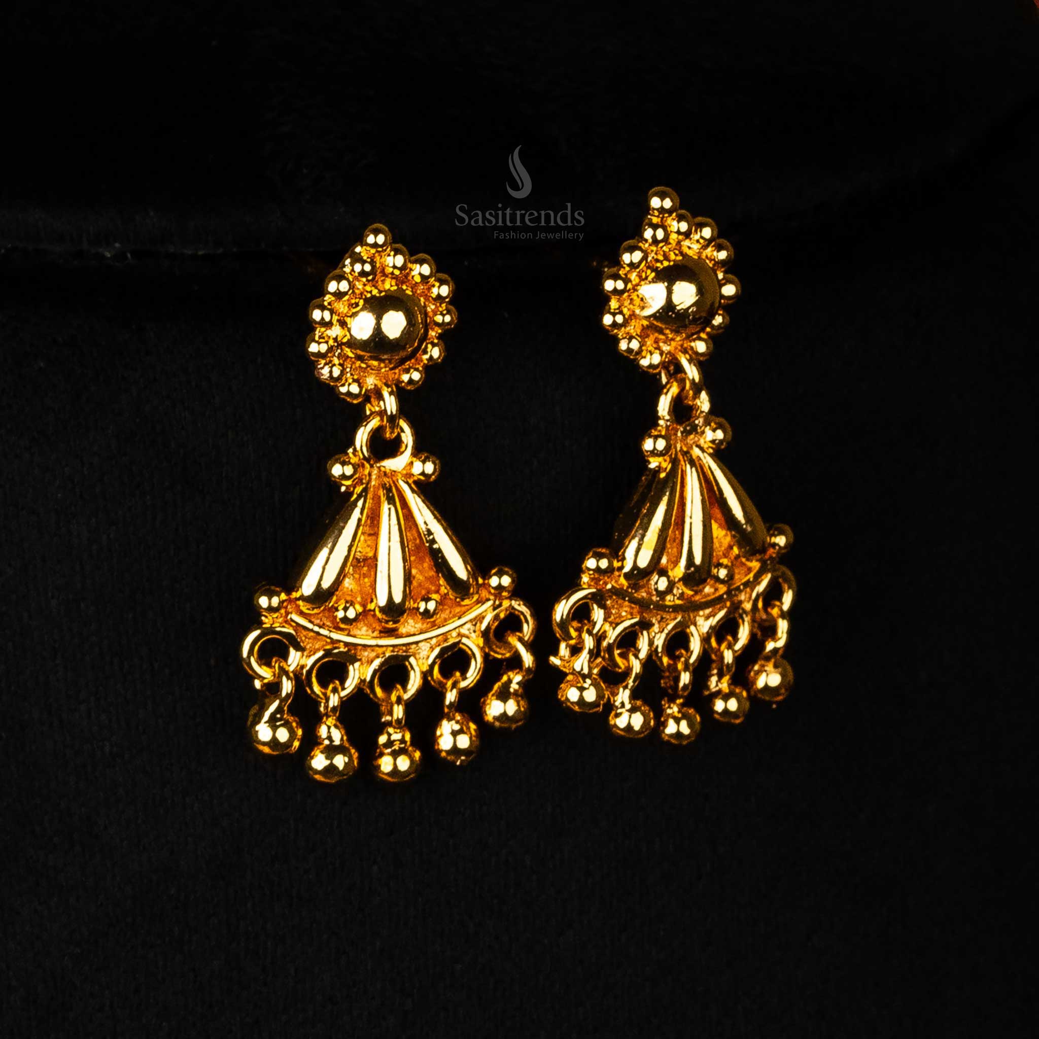 Mullapoo One Gram Micro Gold Plated Imitation Haram Jalebi Pattern Short and Long Necklace Jewellery Set - Sasitrends - Image 5