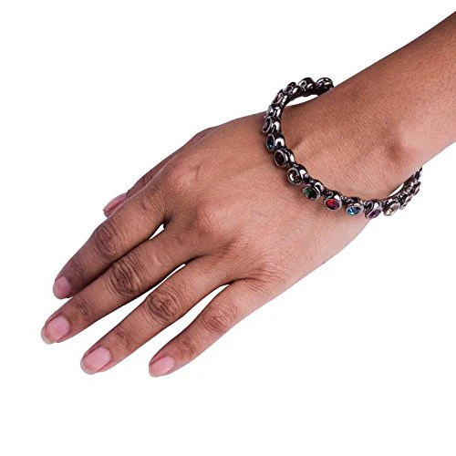 Oxidised German Silver Multistone Kada Bangles with Circular Stone Settings  - Sasitrends - Image 5