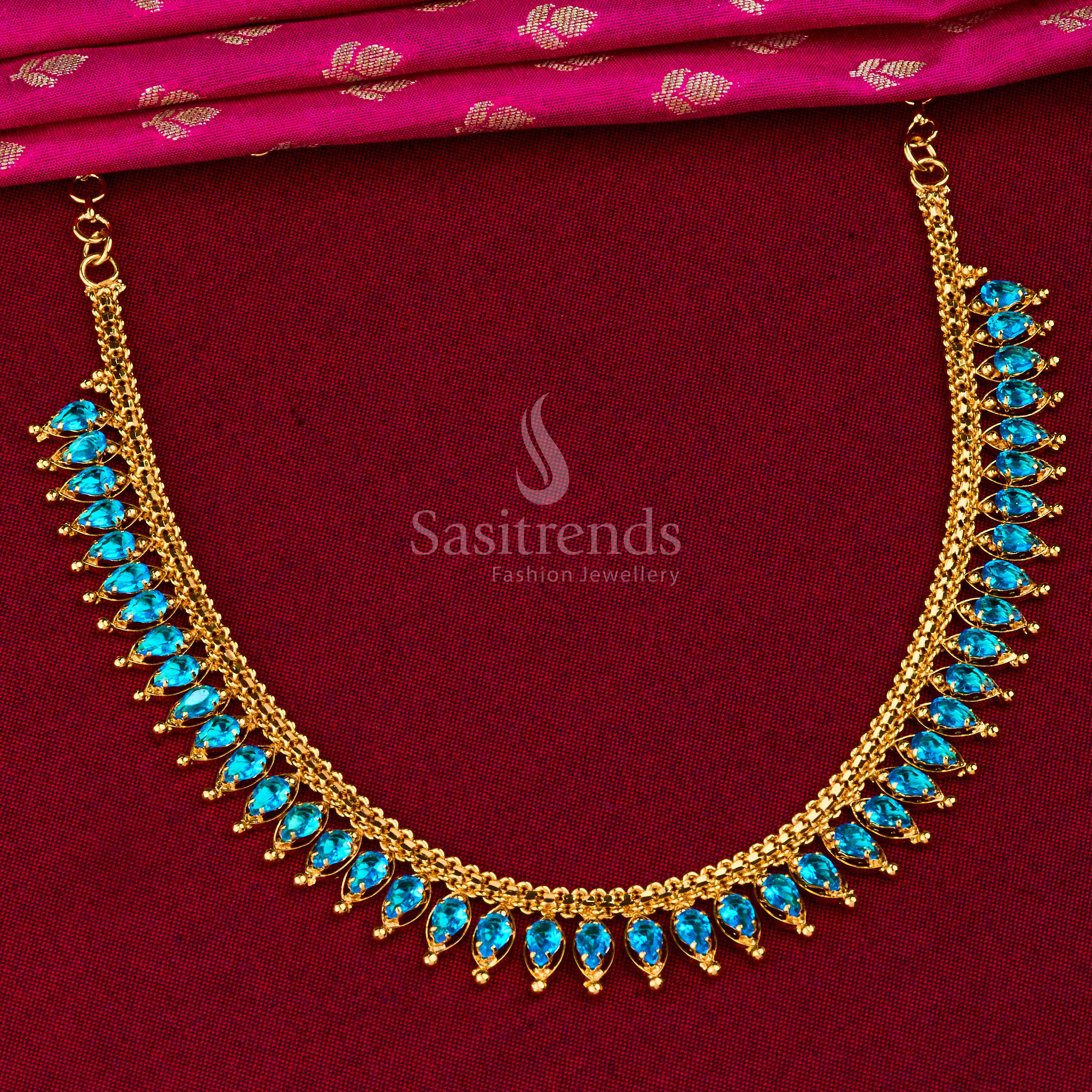 Timeless Ethnic: Traditional Micro Gold Plated AD Necklace - Sasitrends - Image 10