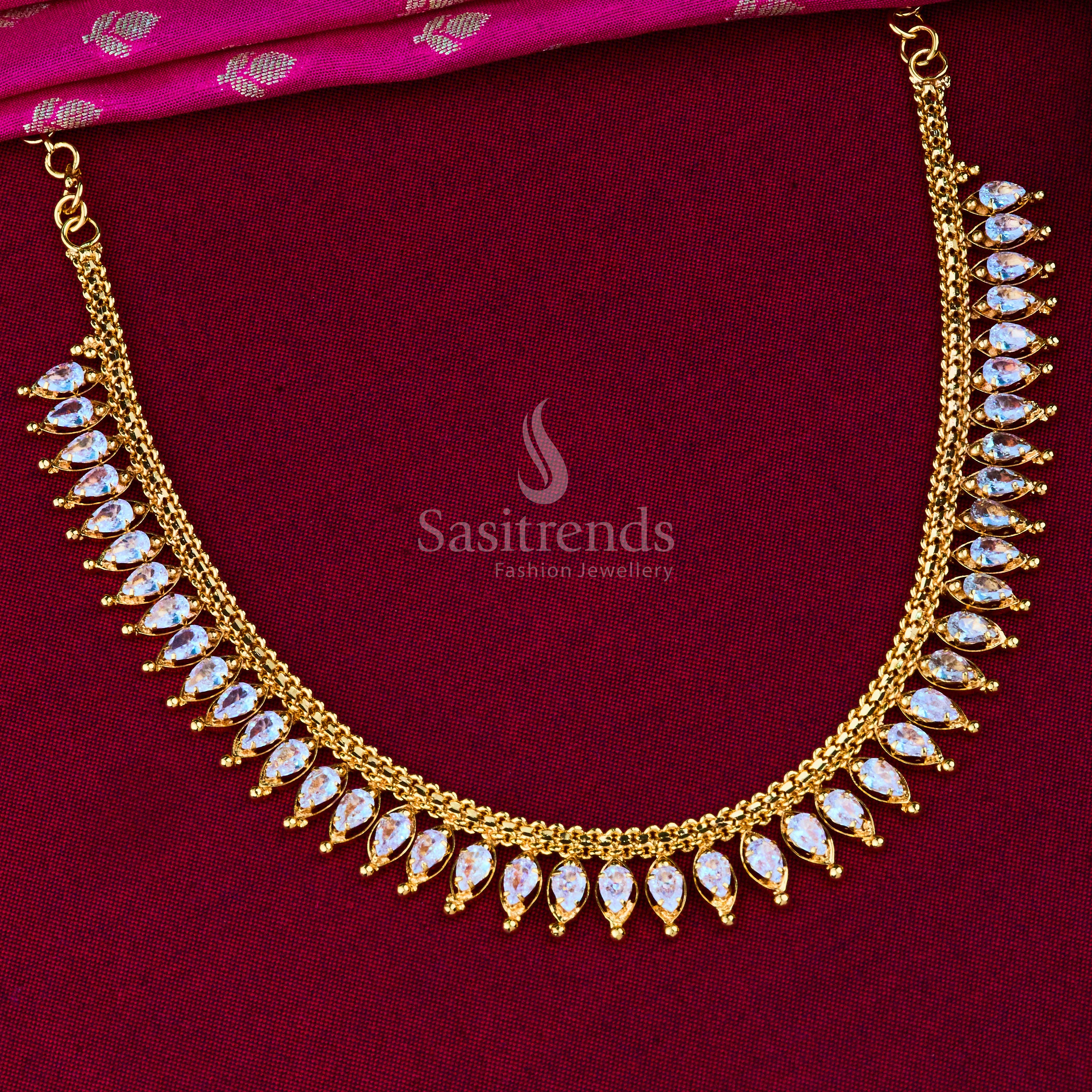 Timeless Ethnic: Traditional Micro Gold Plated AD Necklace - Sasitrends - Image 13