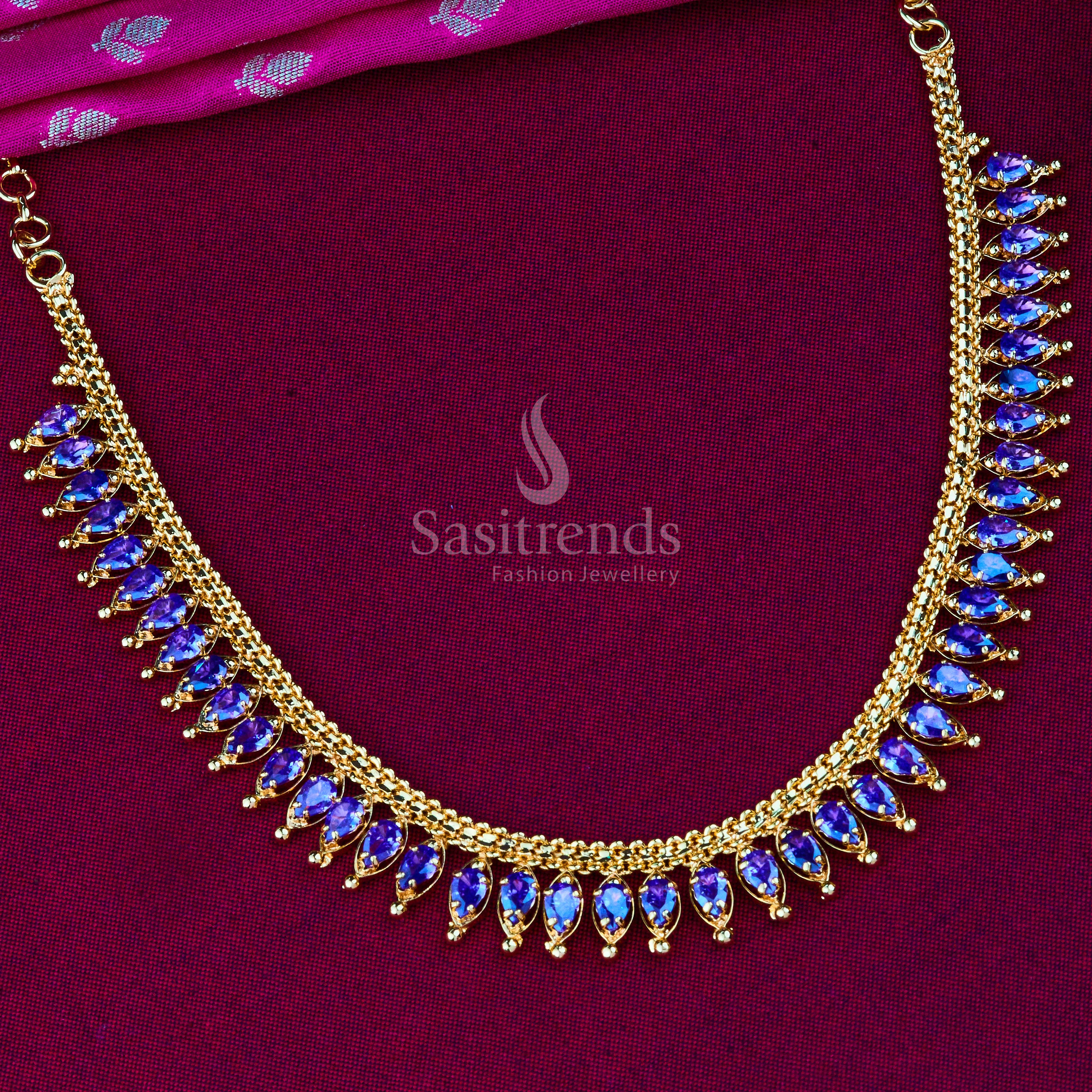 Timeless Ethnic: Traditional Micro Gold Plated AD Necklace - Sasitrends - Image 15