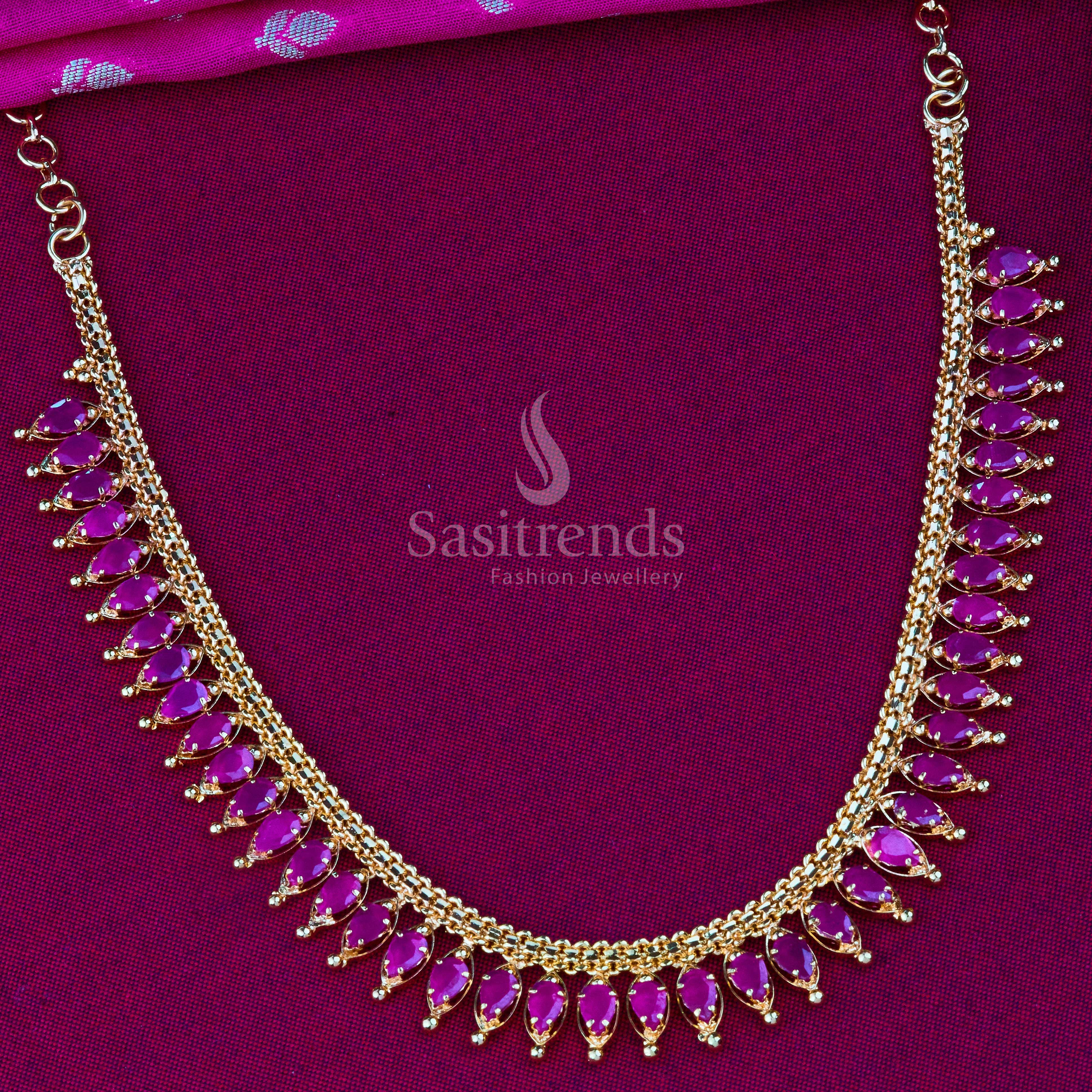 Timeless Ethnic: Traditional Micro Gold Plated AD Necklace - Sasitrends - Image 16