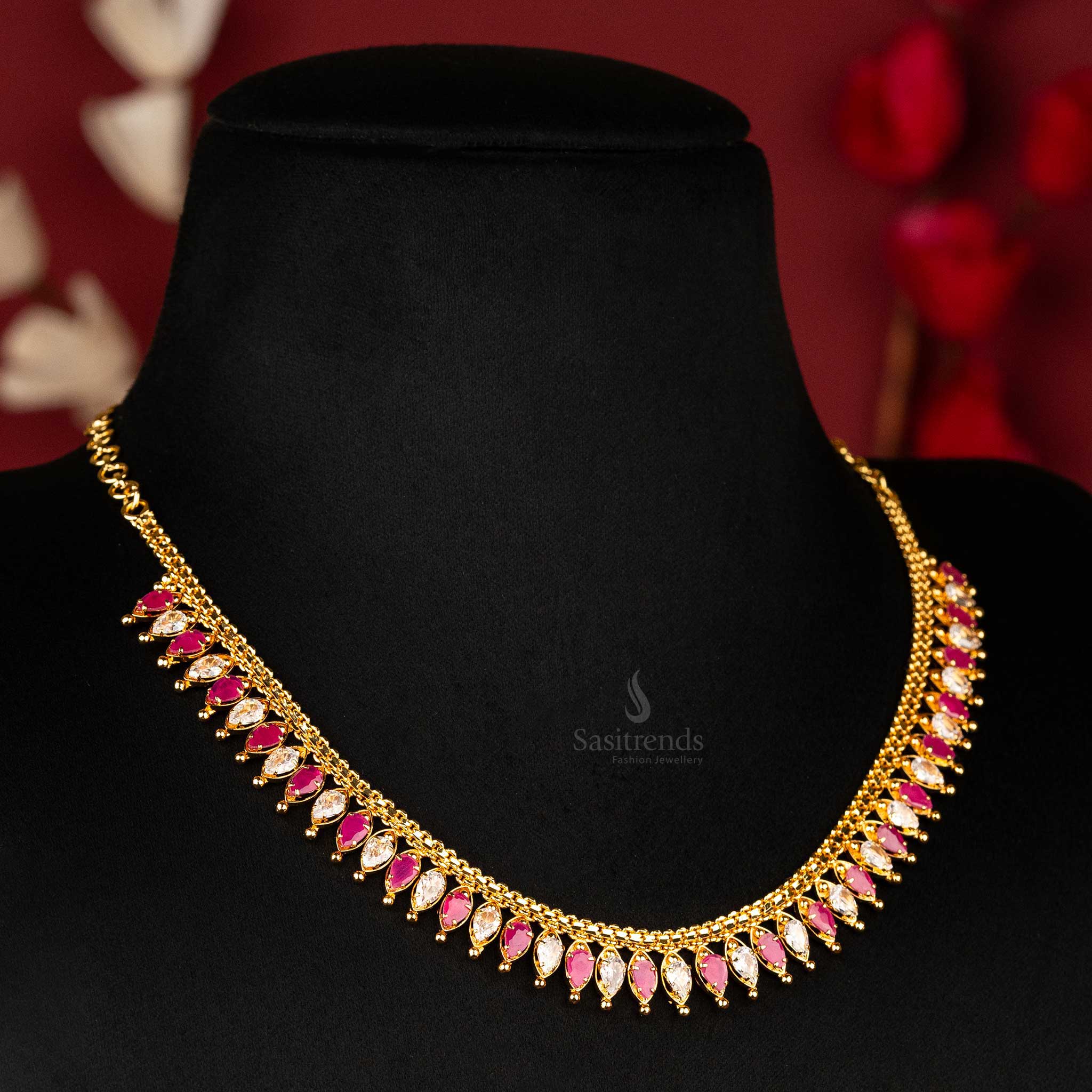 Timeless Ethnic: Traditional Micro Gold Plated AD Necklace - Sasitrends - Image 6